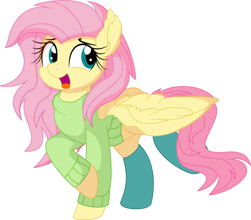 in a sweater - My little pony, PonyArt, Fluttershy, Cyan Lightning