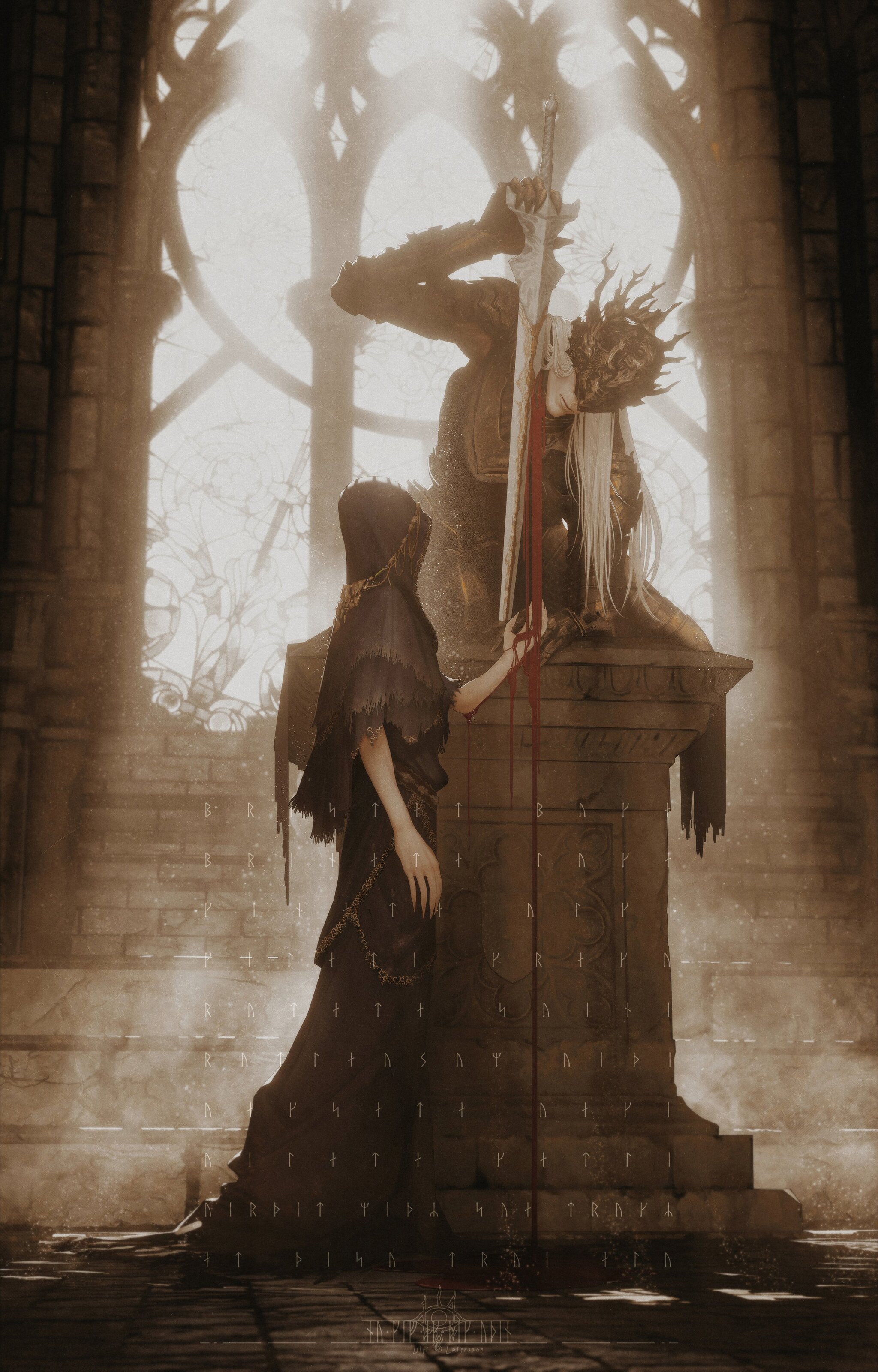 Victim - Drawing, Dark souls, Dark souls 3, Lothric, Lorean, Lorian Elder Prince, , Sacrifice, Victim, Blood, Art, Longpost