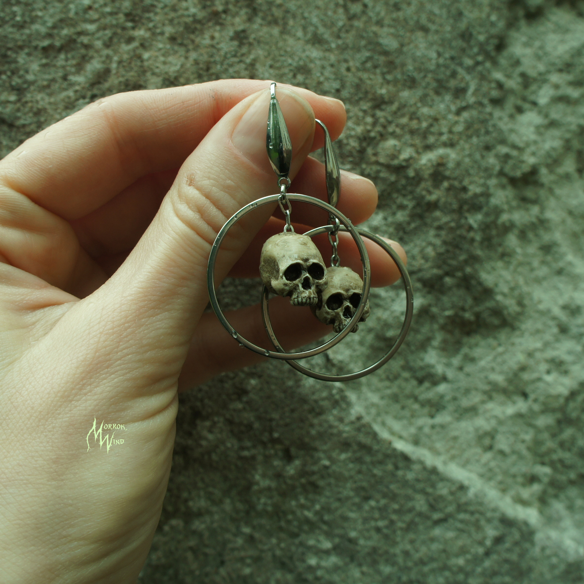 Earrings with miniature skulls - My, Polymer clay, Needlework without process, Scull, Earrings