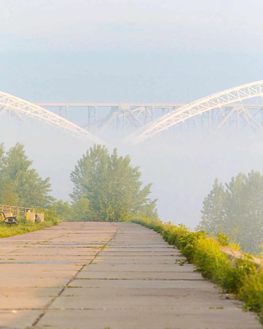 Fog at dawn near Borsky bridge, Nizhny Novgorod region - The photo, Bridge, Nizhny Novgorod Region, Fog, dawn