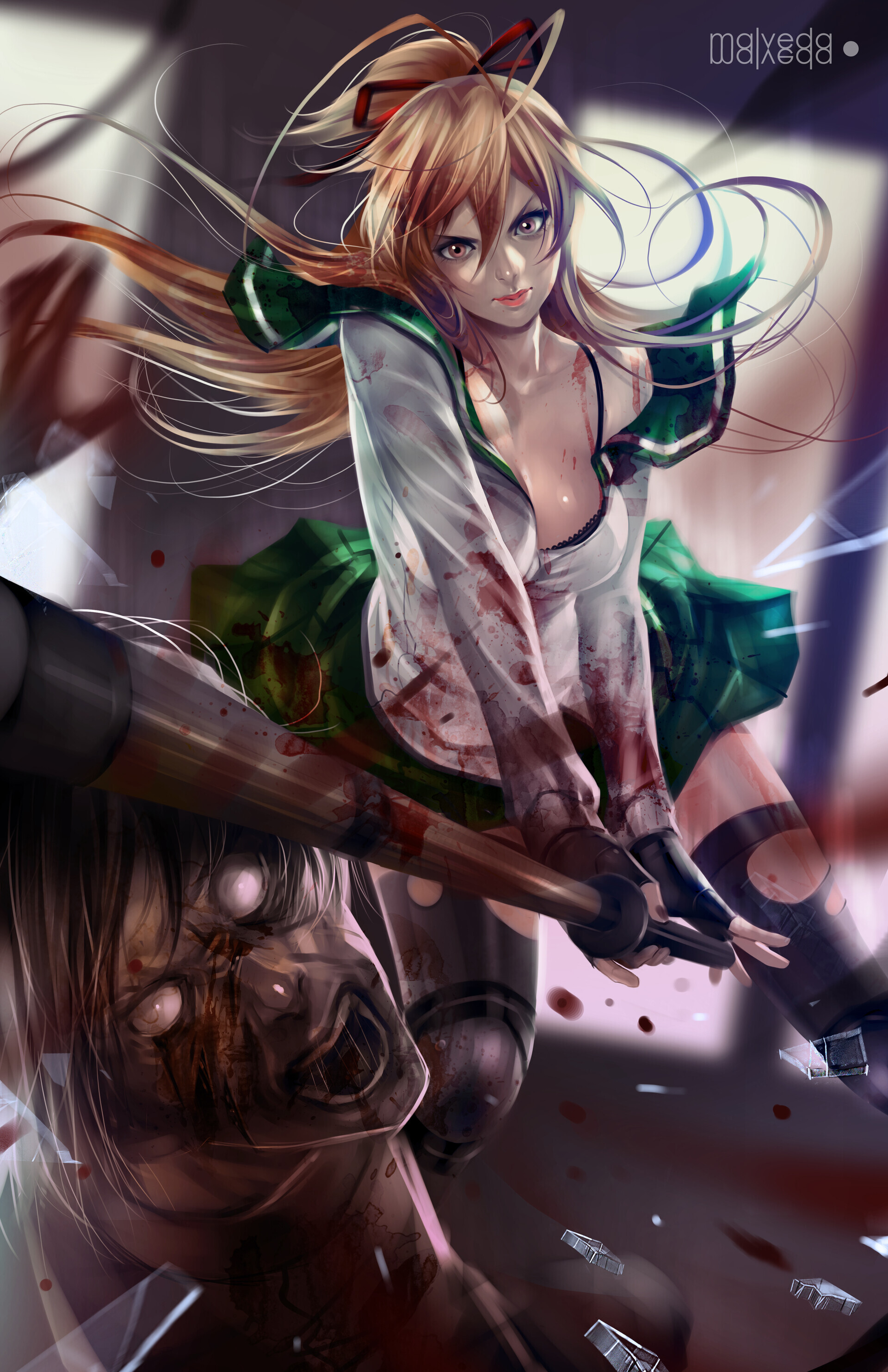 girls and zombies - Anime art, Anime, Miyamoto Rei, School of the Dead