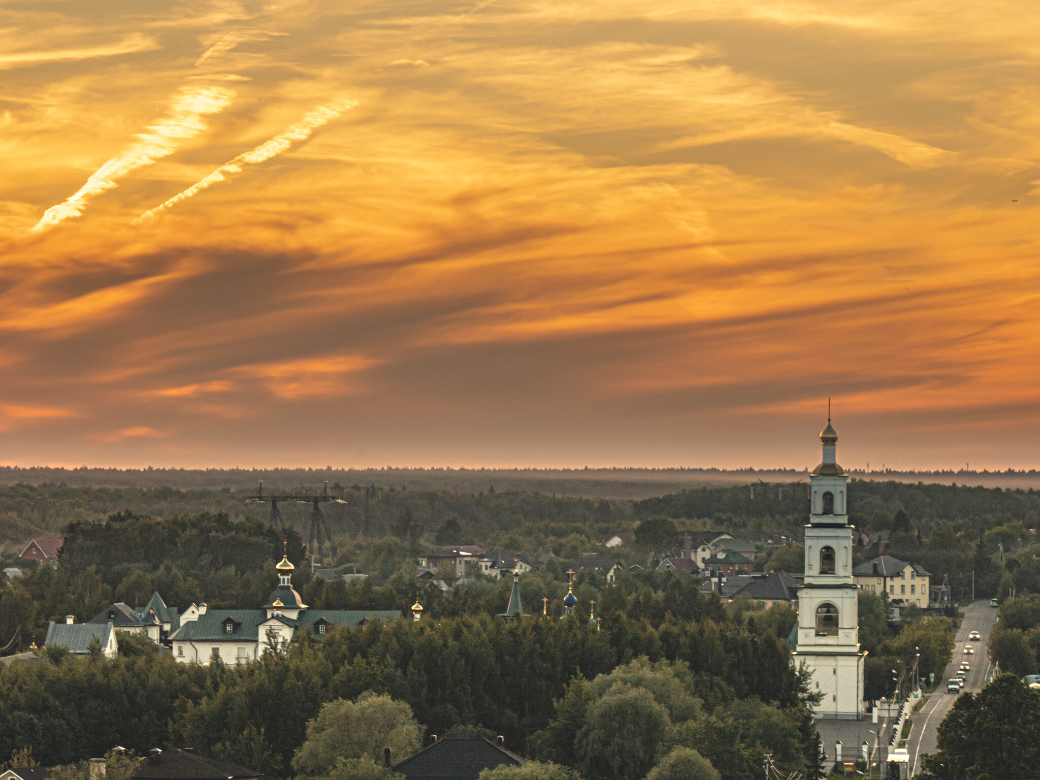 warm sunset - My, The photo, Sunset, Sky, Clouds, Temple