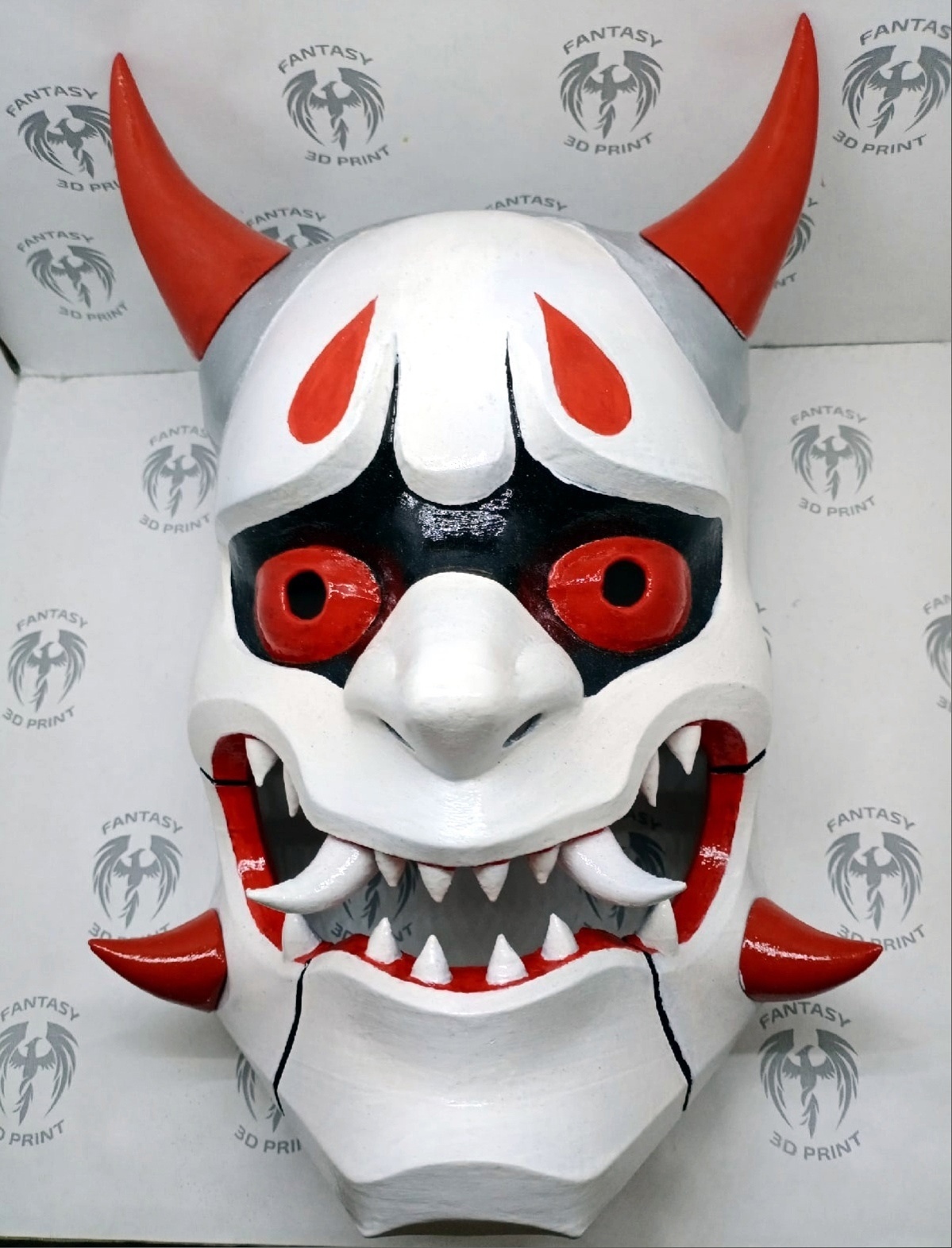 Genji Shimada mask in Oni skin - My, Craft, 3D печать, 3D modeling, Cosplay, Blender, 3D printer, Demon they, Overwatch, Genji, Longpost