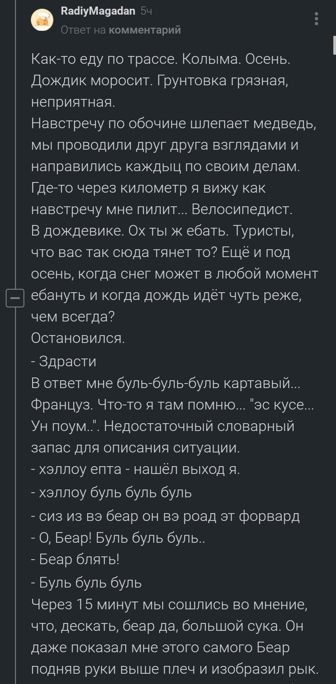 Бонжур, ёnтa! и сытые медведи - Комментарии на Пикабу, Скриншот, Медведи, Путешествие по России, Языковой барьер, Юмор, Мат, Длиннопост