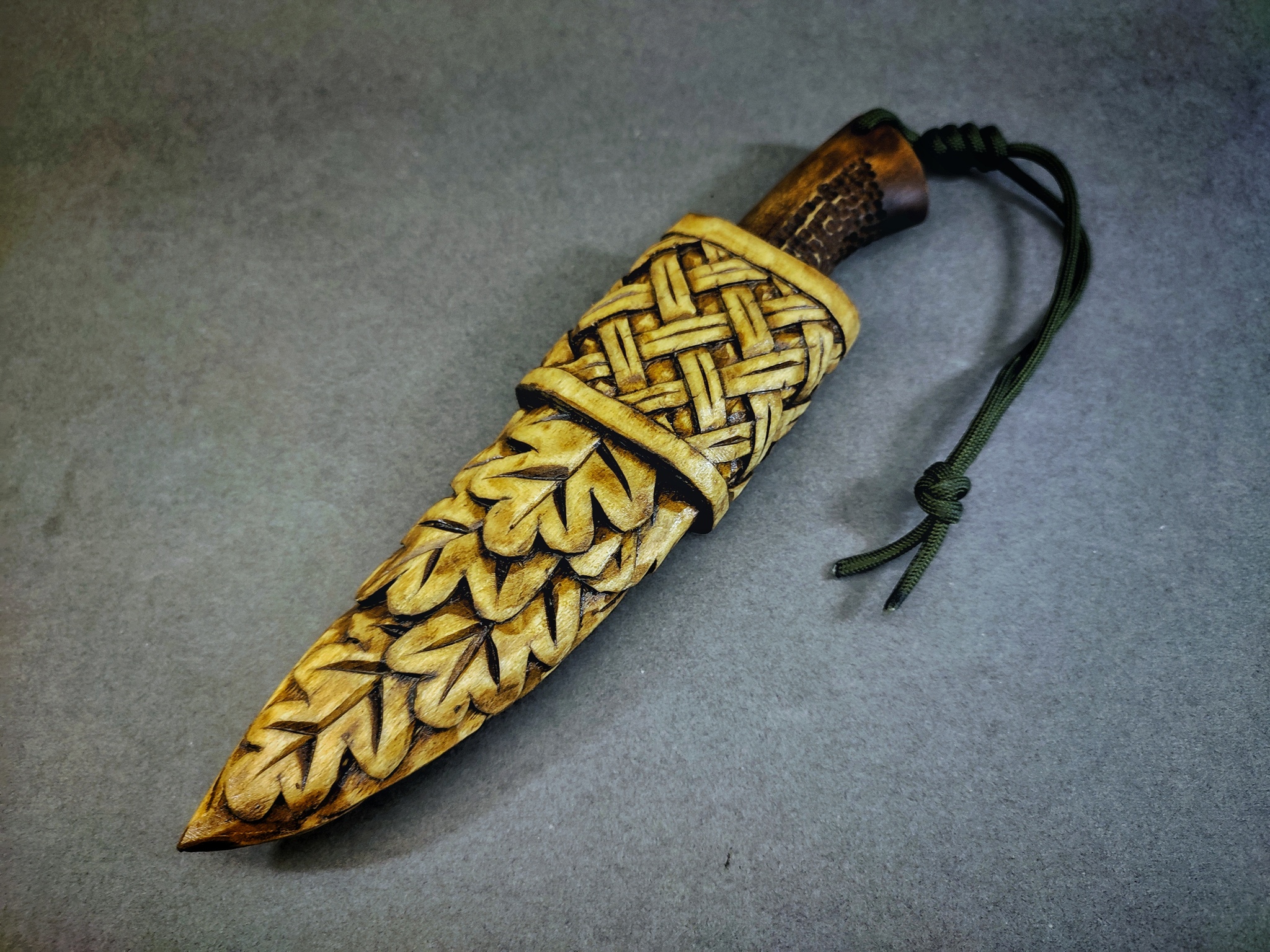 Forged knife Mushroom in a carved sheath - Knife, Wood carving, Longpost