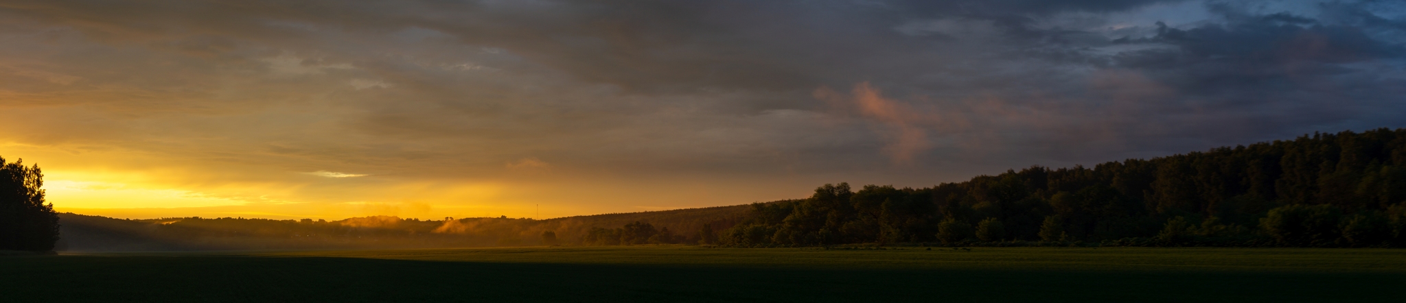 Dawn in the field - My, The nature of Russia, Nature, dawn, Fog, Longpost, Field, The photo