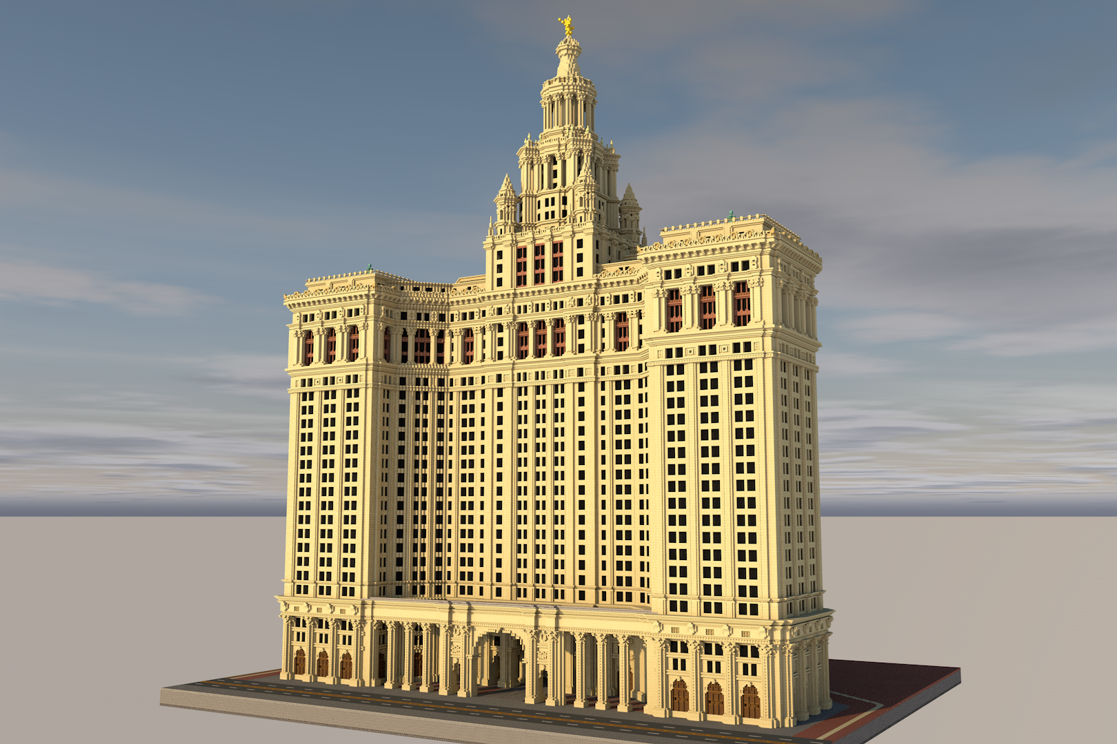 Manhattan Municipal Building in Minecraft - My, Architecture, sights, Building, Town, New York, Monument, Museum, Minecraft, Metro, Skyscraper, Longpost