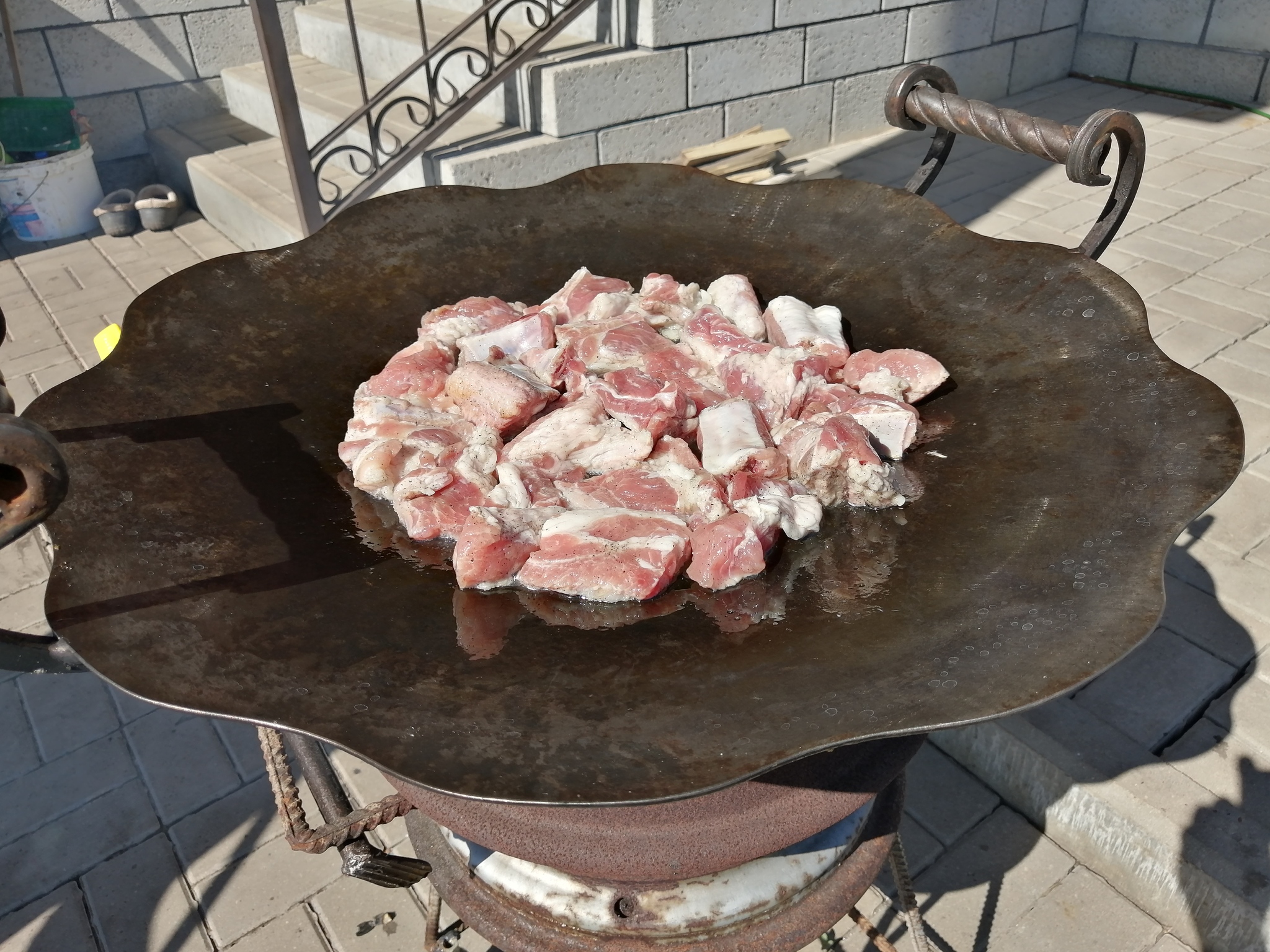 Cooking in the saj - My, Shashlik, Meat, Dacha, Yummy, Longpost, Saj