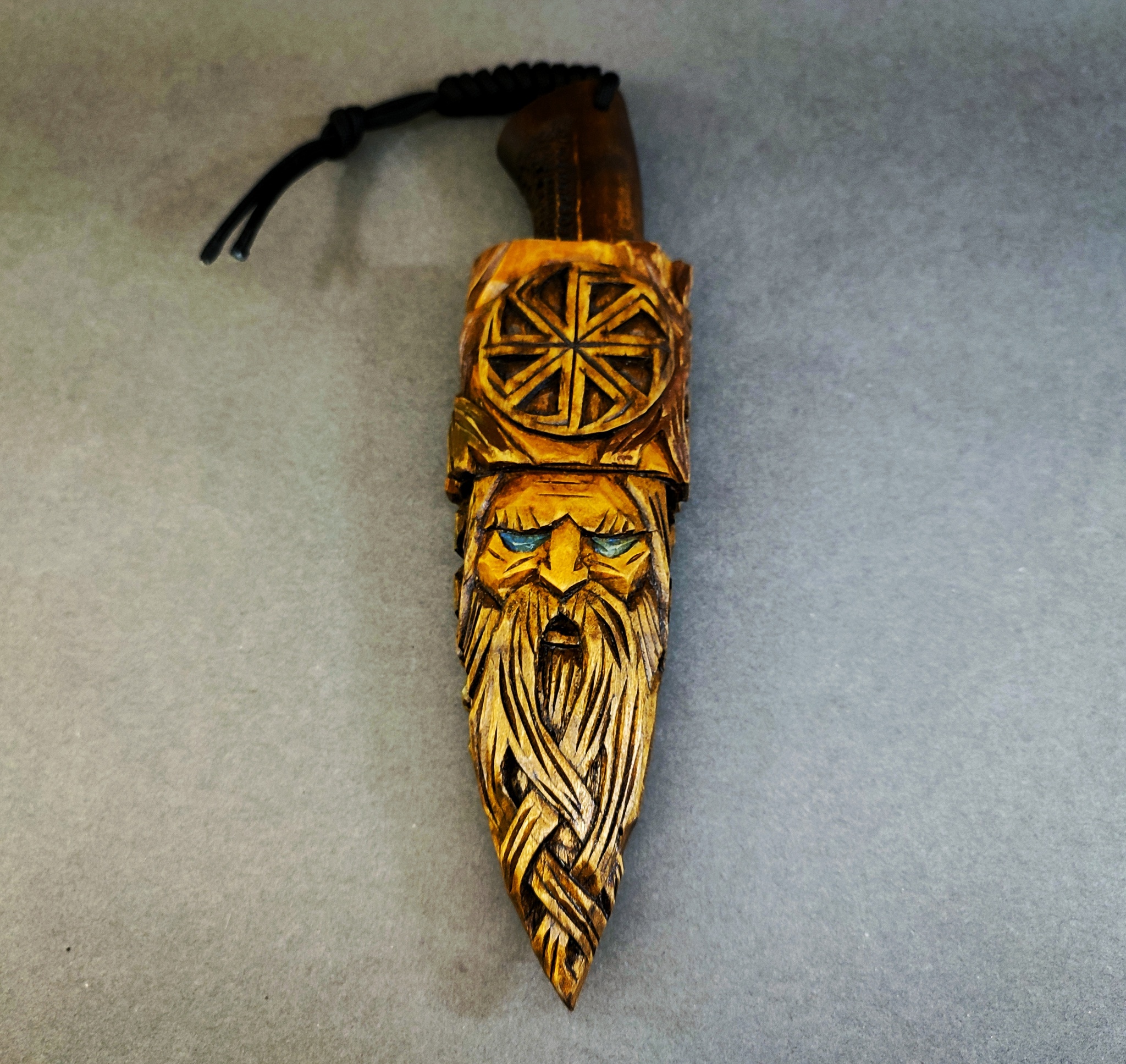 Very Slavic knife made - My, Svarog, Knife, Kolovrat, Paganism, Slavs, Wood carving, Mat, Longpost