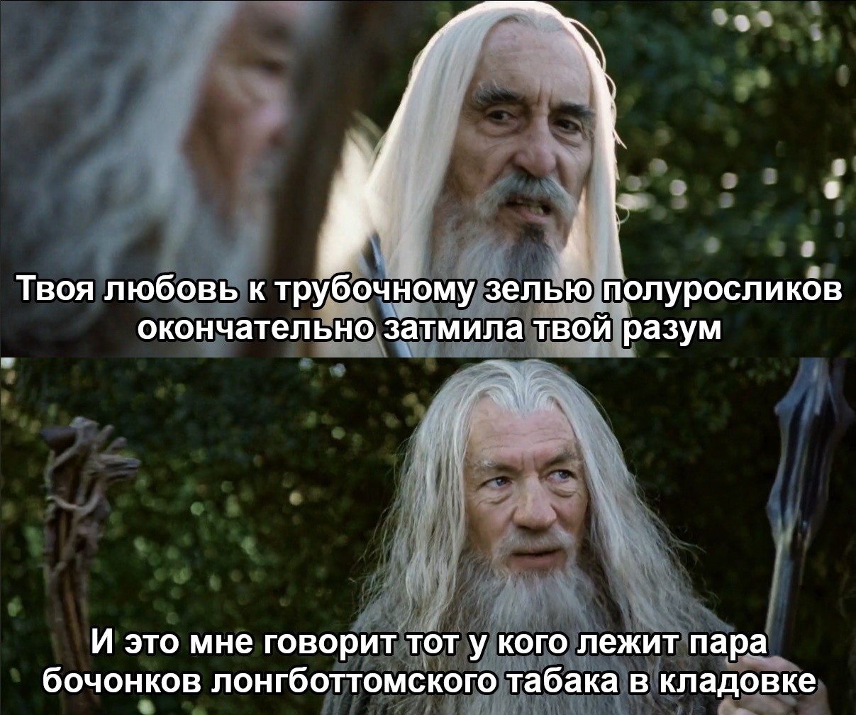 Facts - Lord of the Rings, Saruman, Gandalf, Tobacco, Hypocrisy, Picture with text, Translated by myself