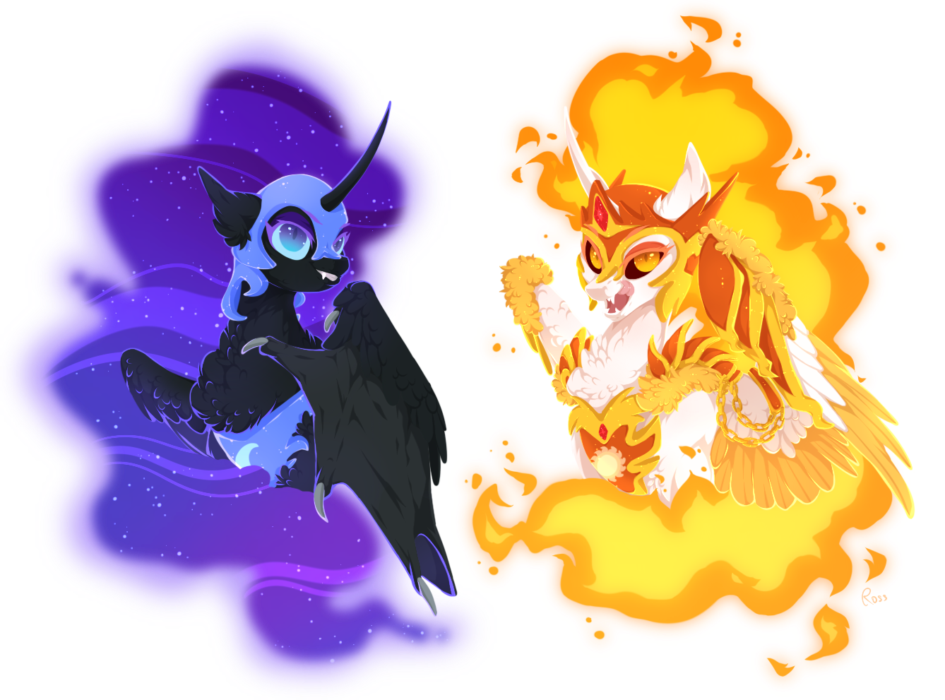 Fluffy princesses - My little pony, PonyArt, Nightmare moon, Daybreaker, Rossignolet