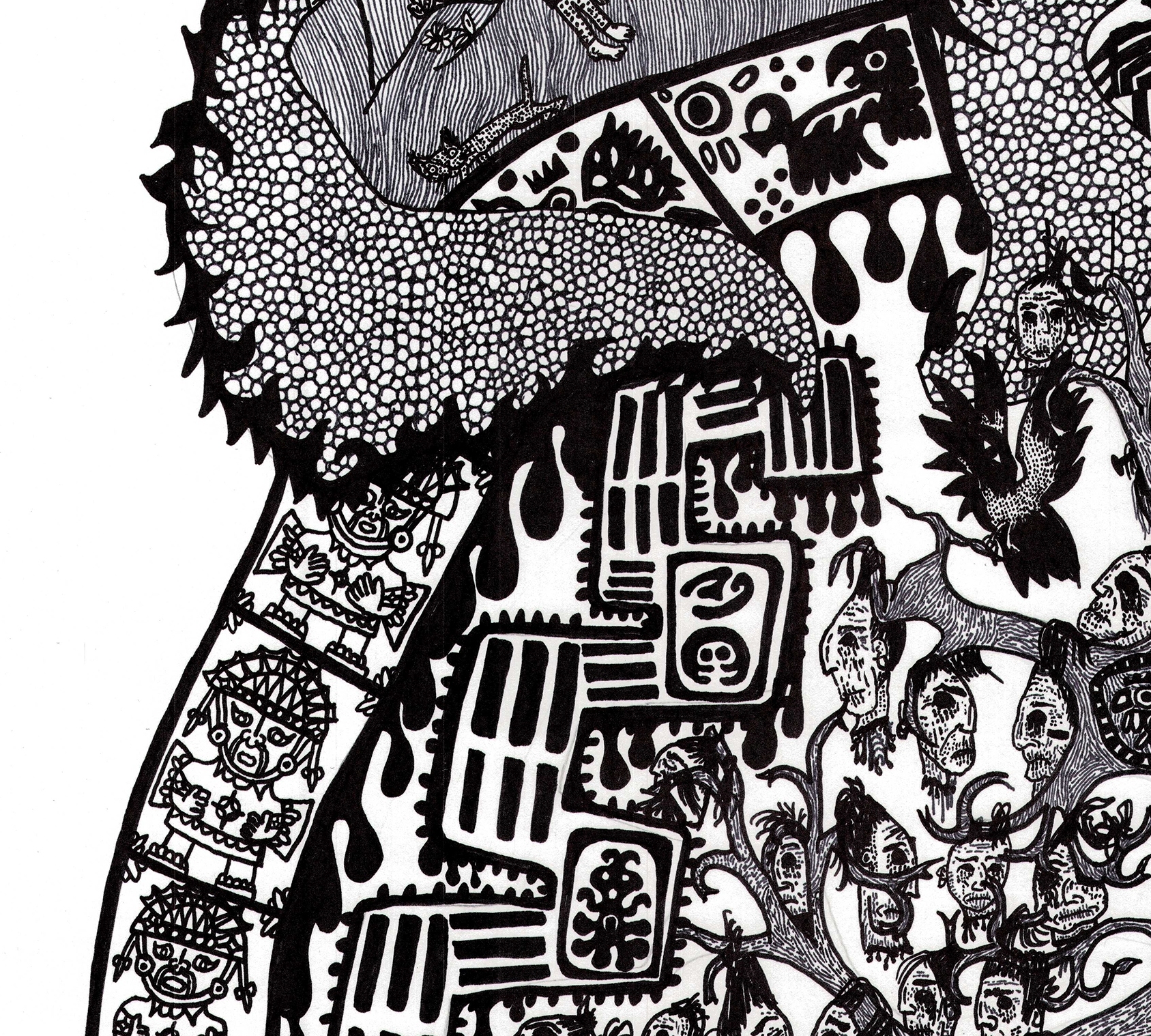 Apocalypse series. - My, Religion, Philosophy, Drawing, Painting, Mayan, Mayan calendar, Illustrations, Black and white, Pen drawing, Marker, Longpost