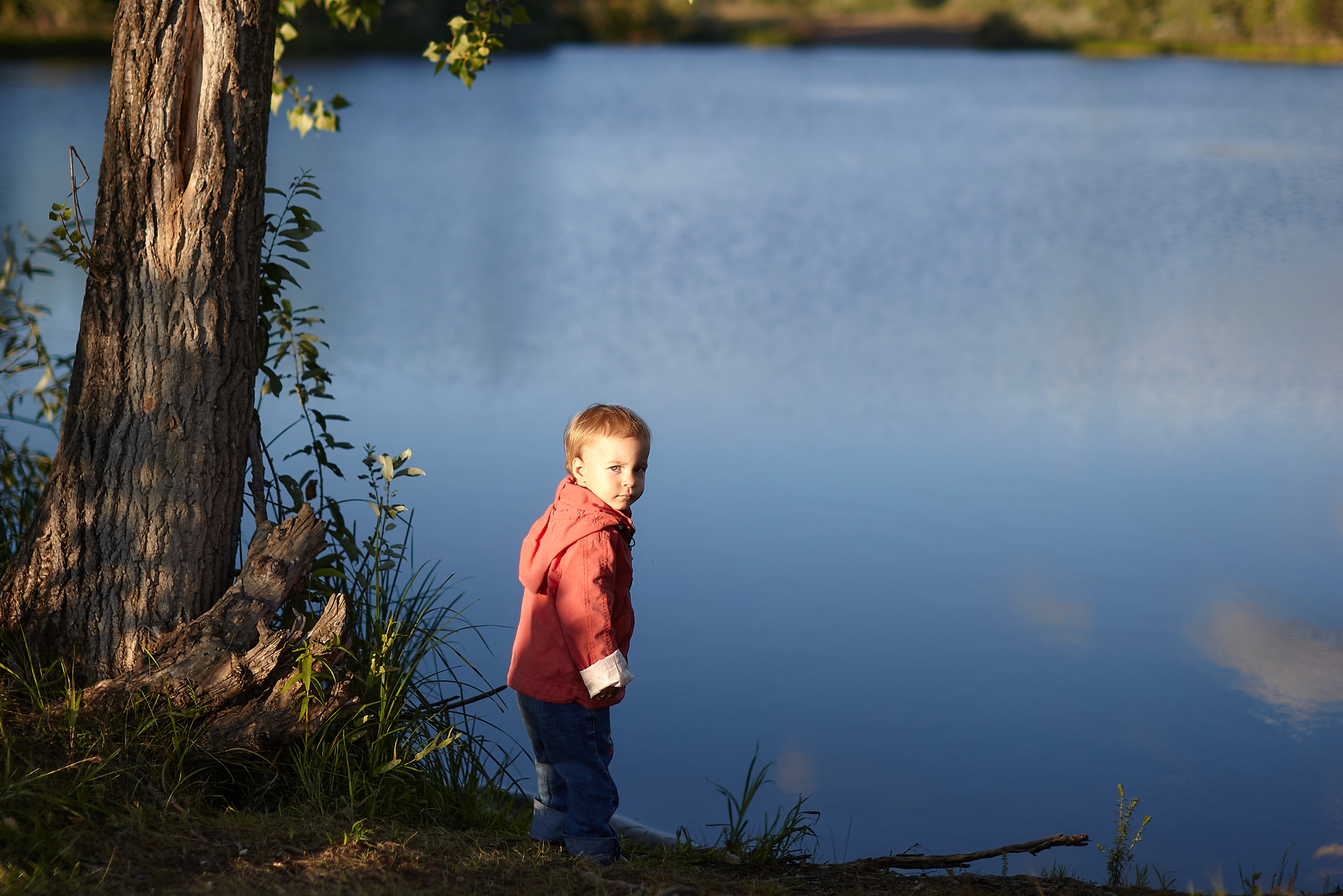 Evening on the lake - My, Camping, The photo, Children, Lake, Mariinsk, Canon 5DM2, 135mm