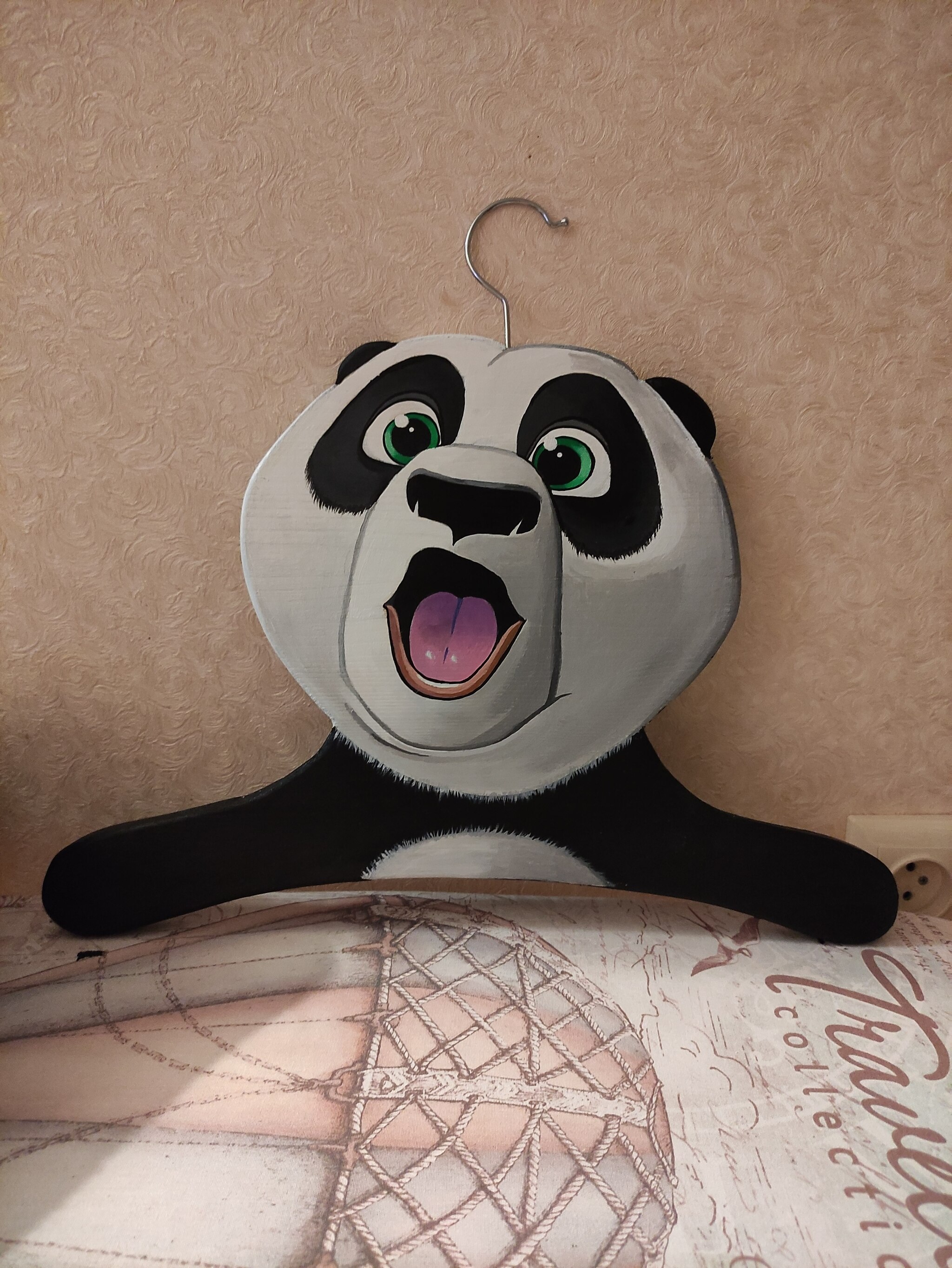 Coat hanger Panda kung fu - My, Acrylic, Handmade, Hanger, Painting, Kung Fu Panda, Panda, Longpost