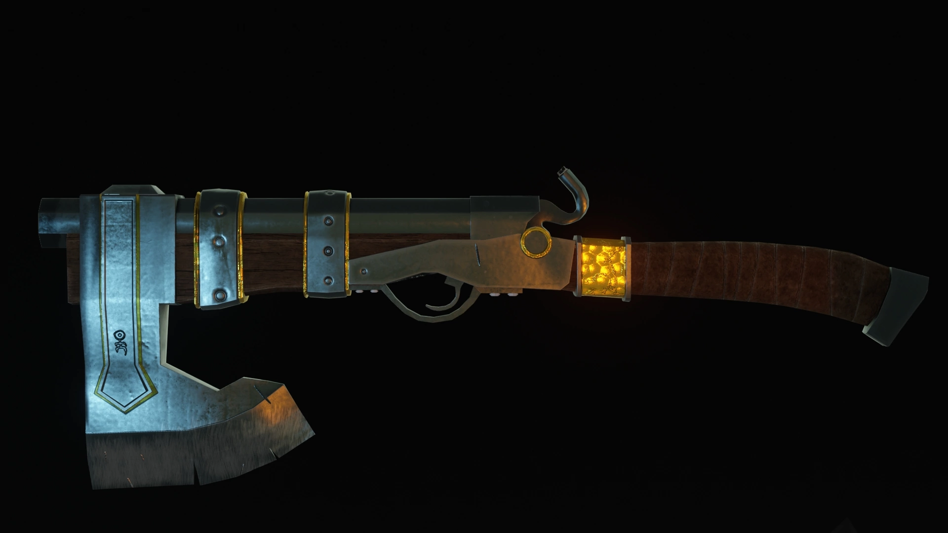 Axegun - My, Blender, Marmoset Toolbag, Substance painter, Weapon, 3D