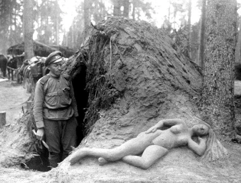 Scout Alekseev and his wet sand sculpture. August 1916... - Story, Russia, Humor, Sand, Girls, Sculpture