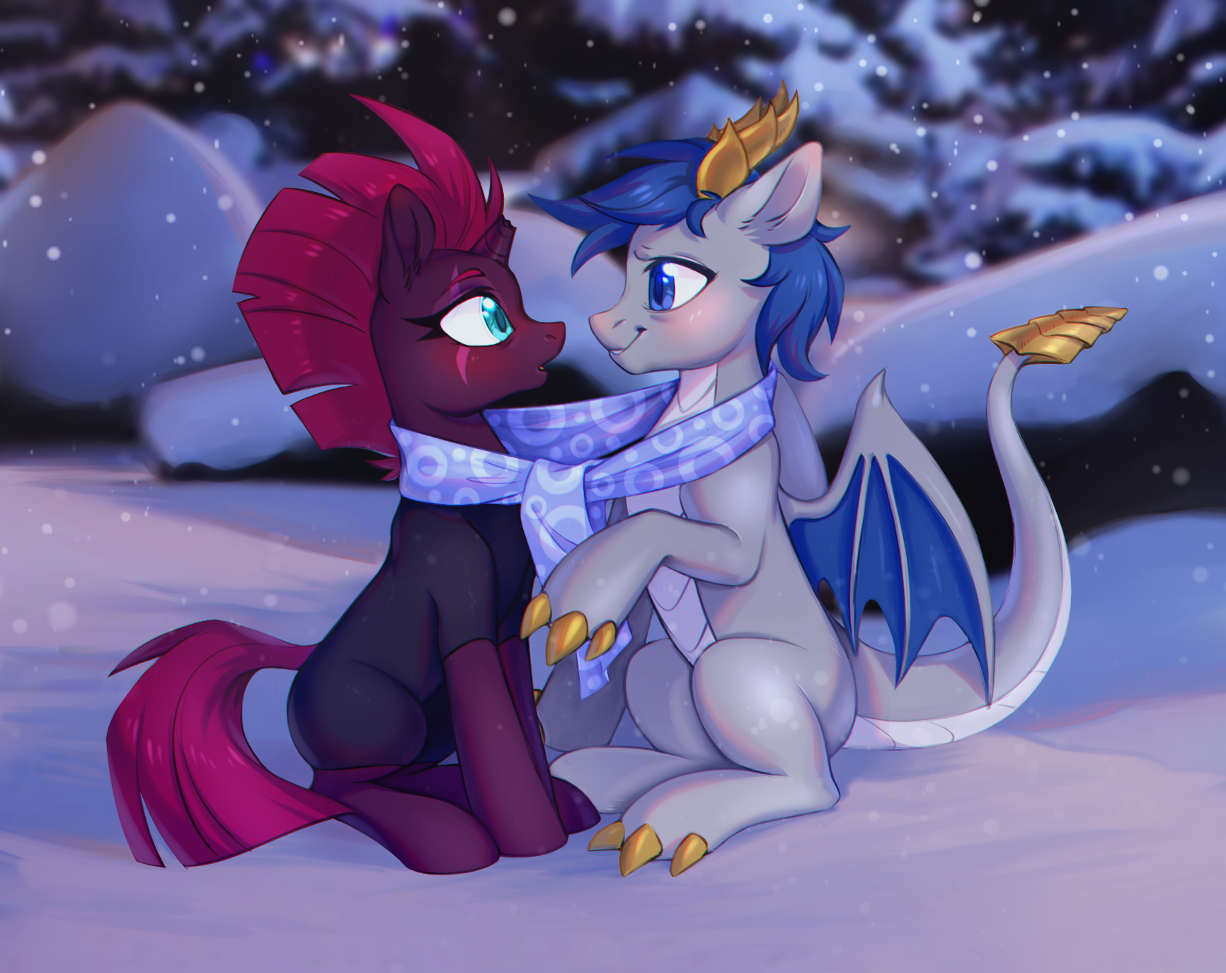 The dragon stole her heart - Art, My little pony, PonyArt, Tempest shadow, Original character, Skylight