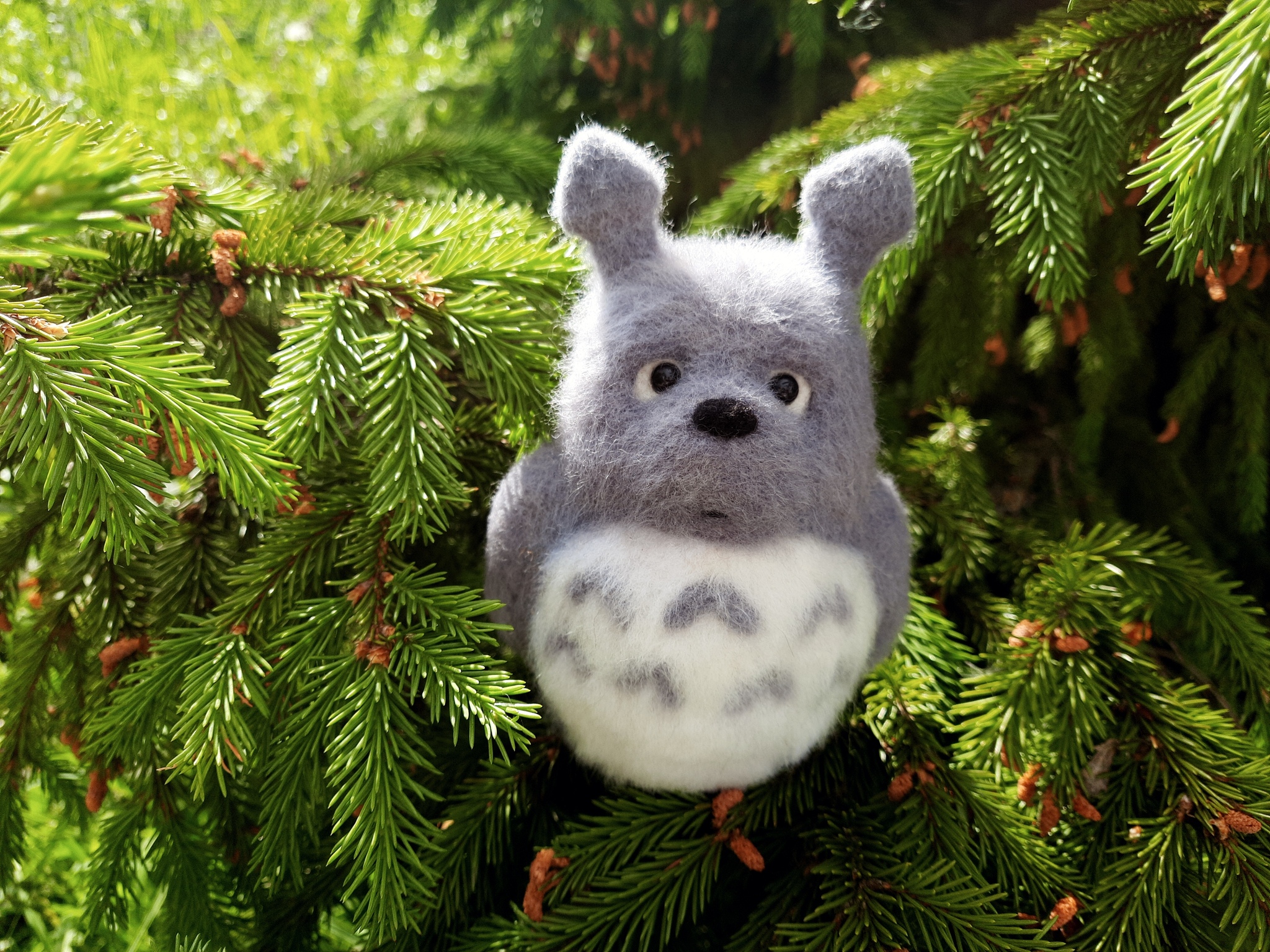 Totoro - My, Wool, Dry felting, My neighbor Totoro, Totoro, Needlework without process, Longpost, Author's toy