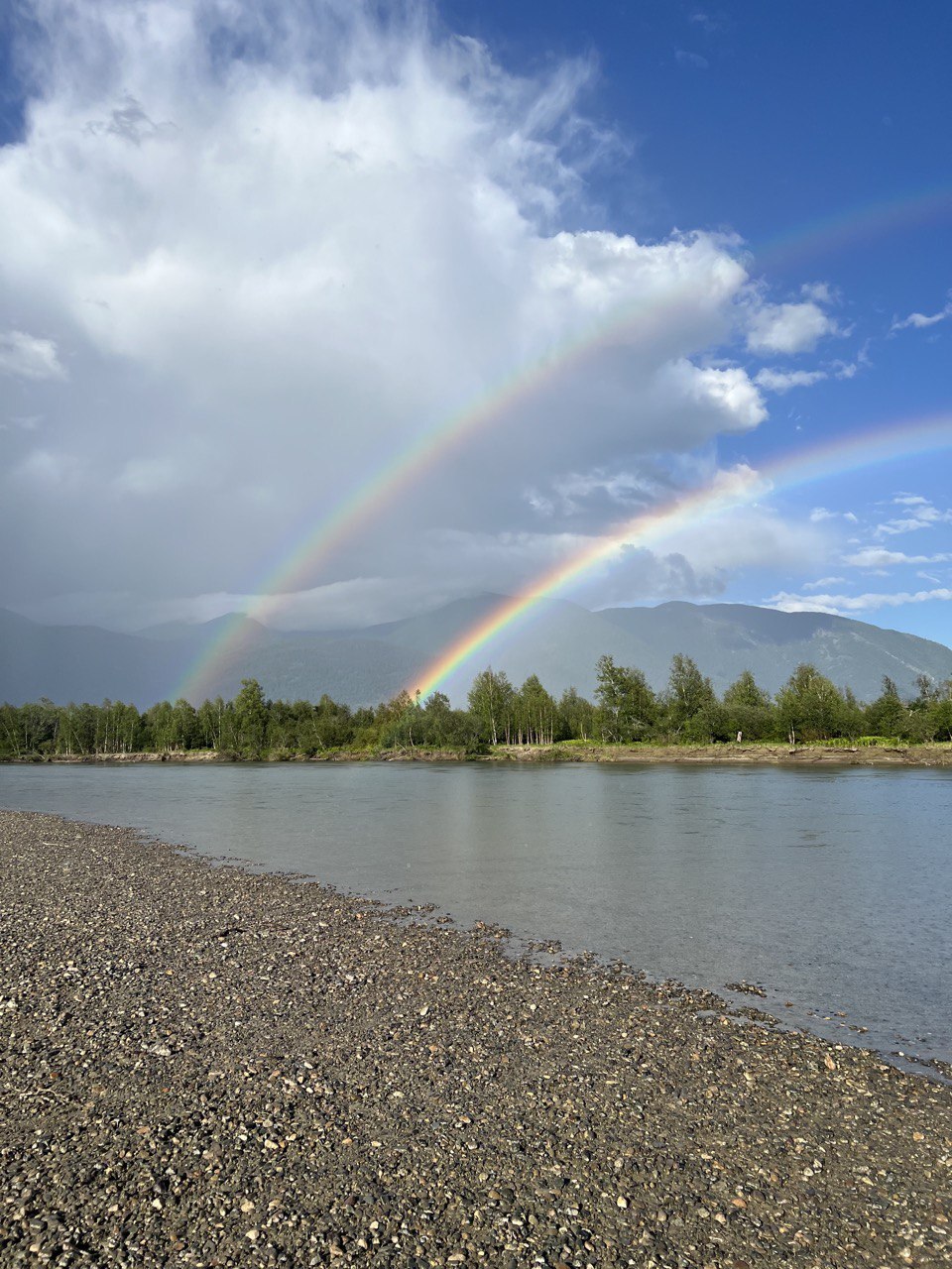 Just two rainbows - My, Double Rainbow, Chulyshman, Altai Mountains, Teletskoe lake, The photo, Rainbow