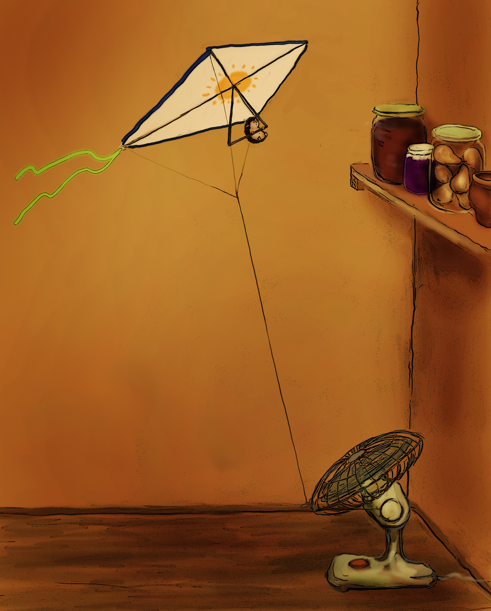 Ten seconds, normal flight... - My, Digital drawing, Hedgehog, Art