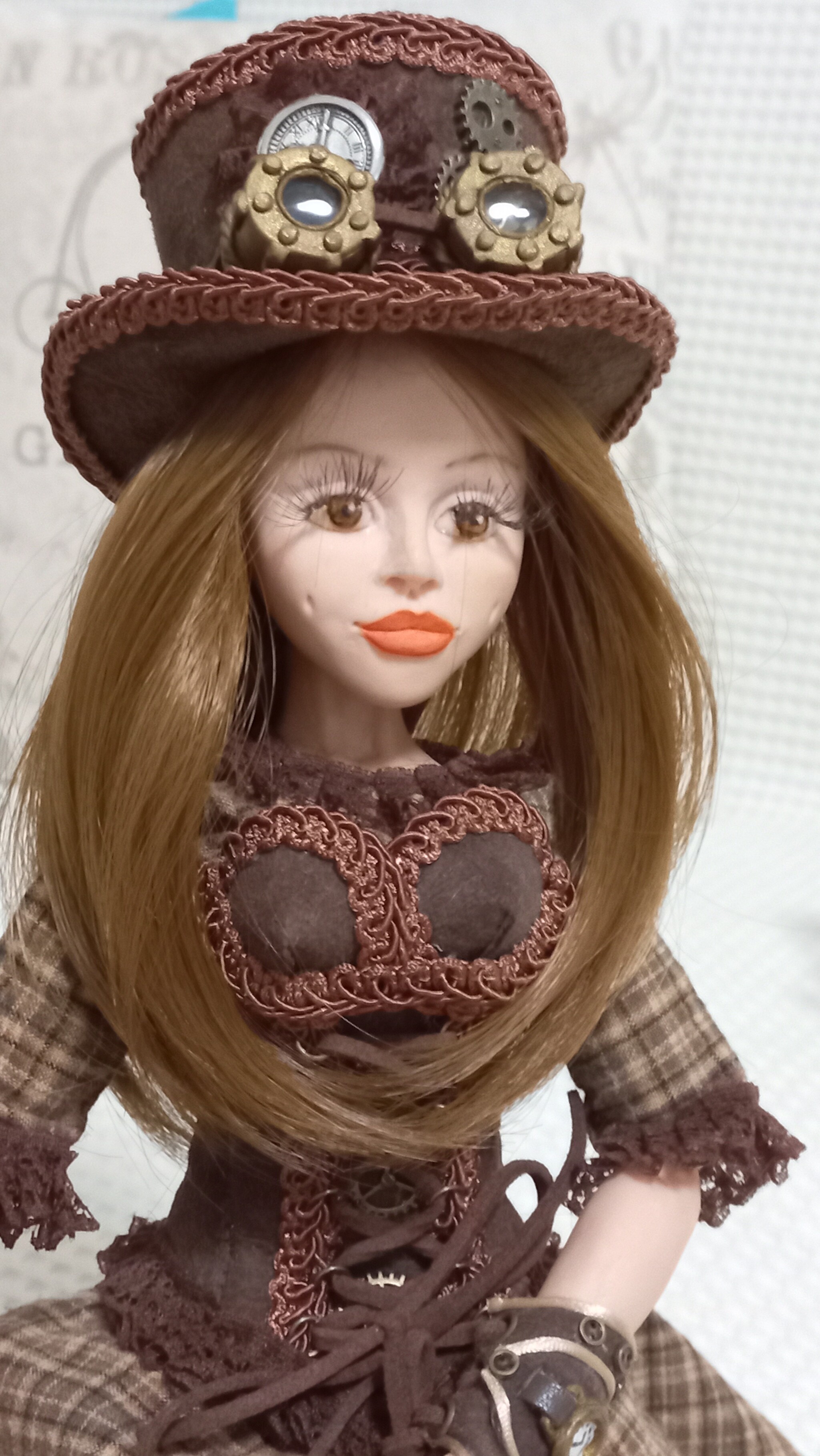 Steampunk doll - My, Handmade dolls, Polymer clay, Longpost, Steampunk, Needlework without process