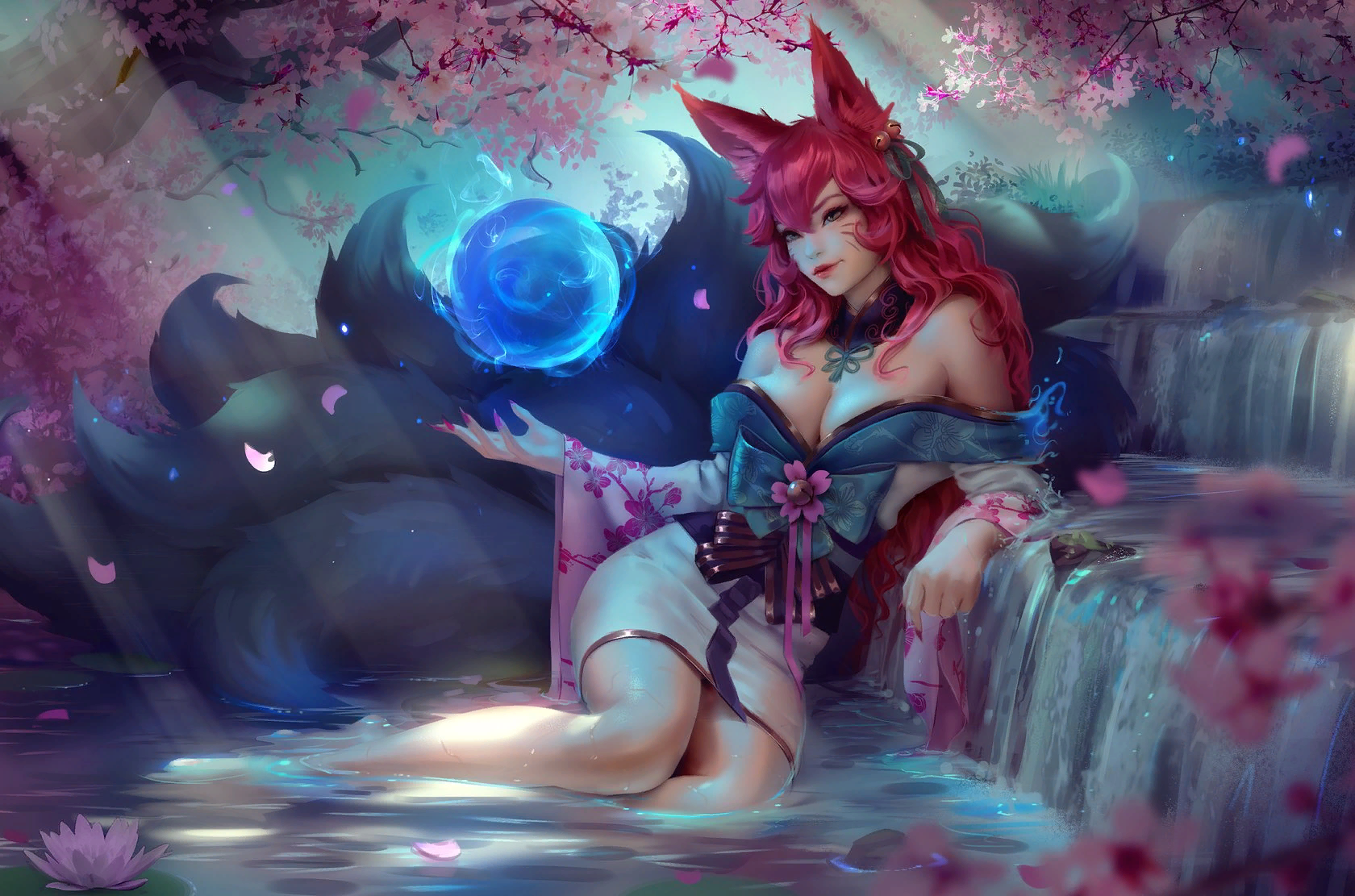 Дух цветения Ари - League of Legends, Ahri, Арт, Игры, Animal Ears, Zarory, Девушки