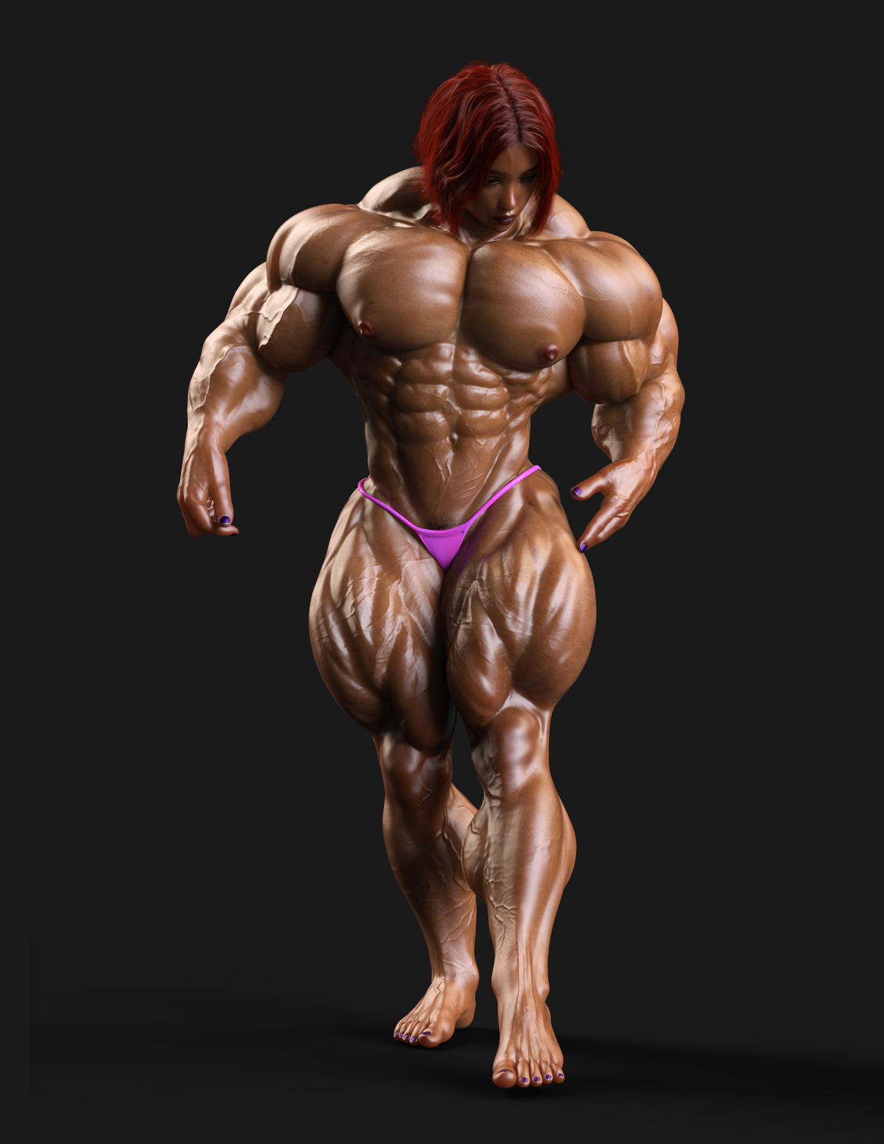 I often meet criticism about unrealistic boobs in art... - NSFW, Art, 3D, Render, Girls, Bodybuilders, Extreme muscles, Muscleart, Sleep-Sleep, Strong girl, Longpost, 