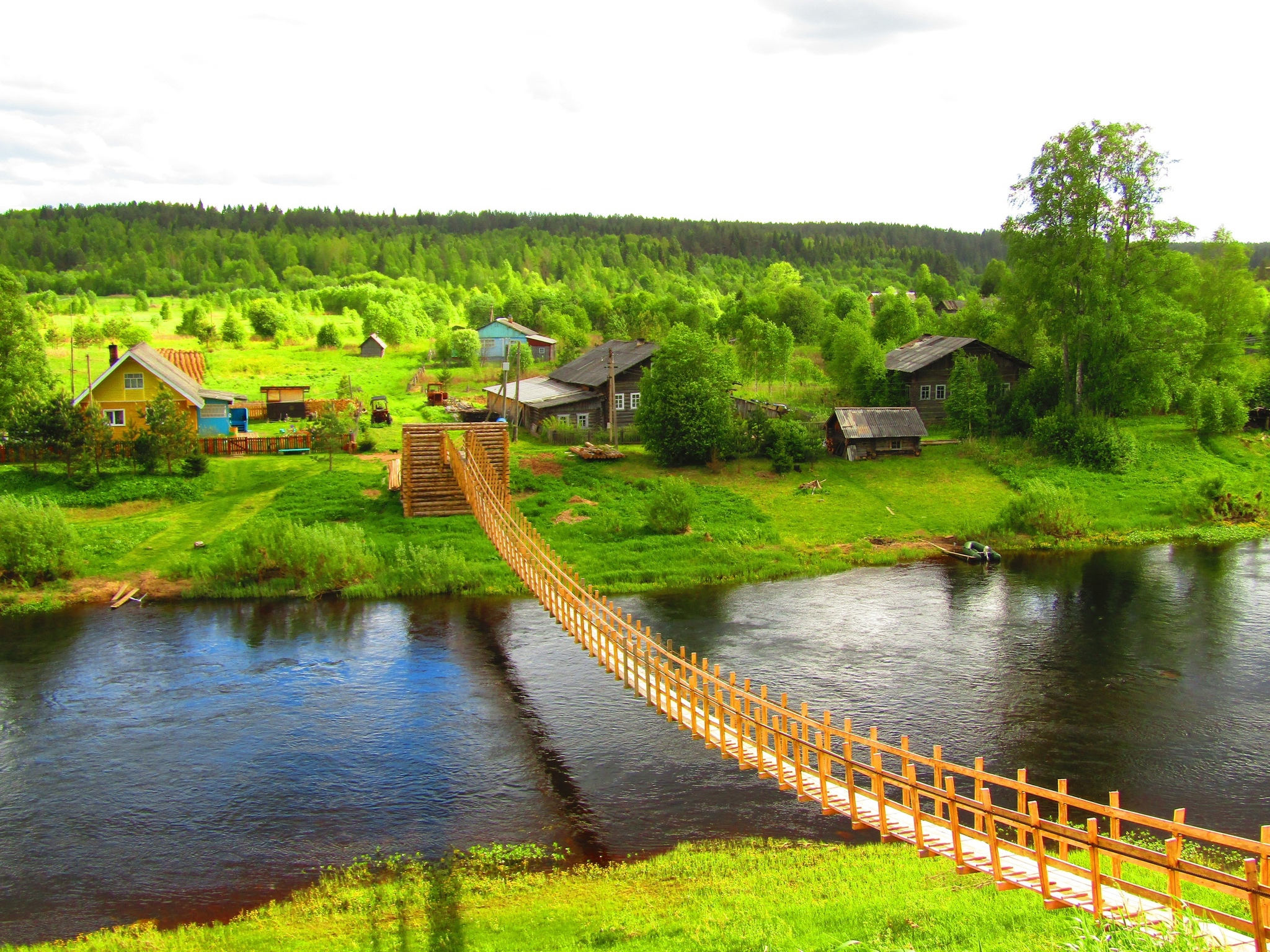 Somewhere in the Konosha region - My, Village, Bridge, River, Arkhangelsk region, The photo