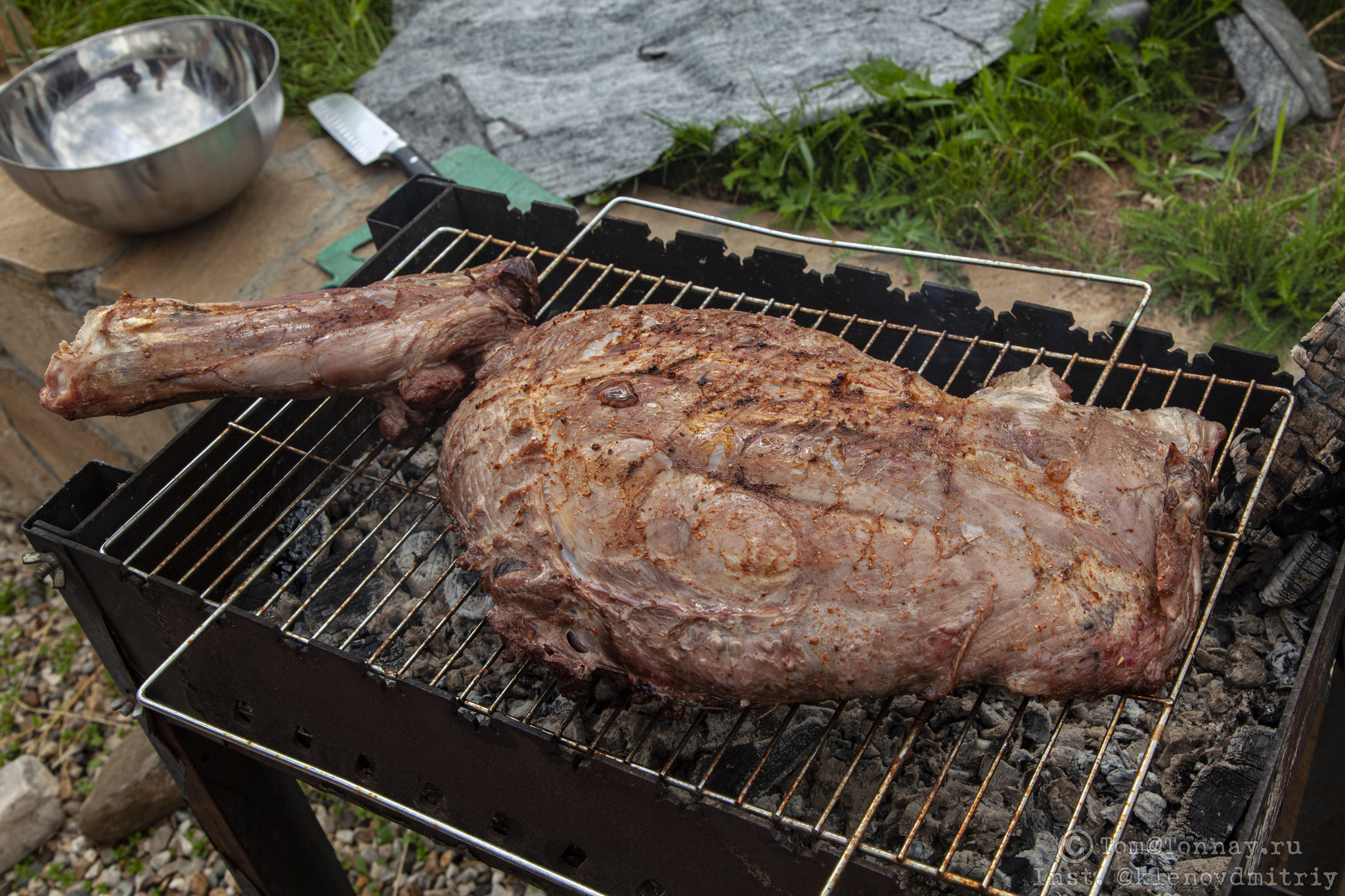 Boar on the grill (well, almost) - My, Meat, Cooking, Recipe, Preparation, Dinner, Game, Brazier, B-B-Q, Boar, Shovel, Longpost