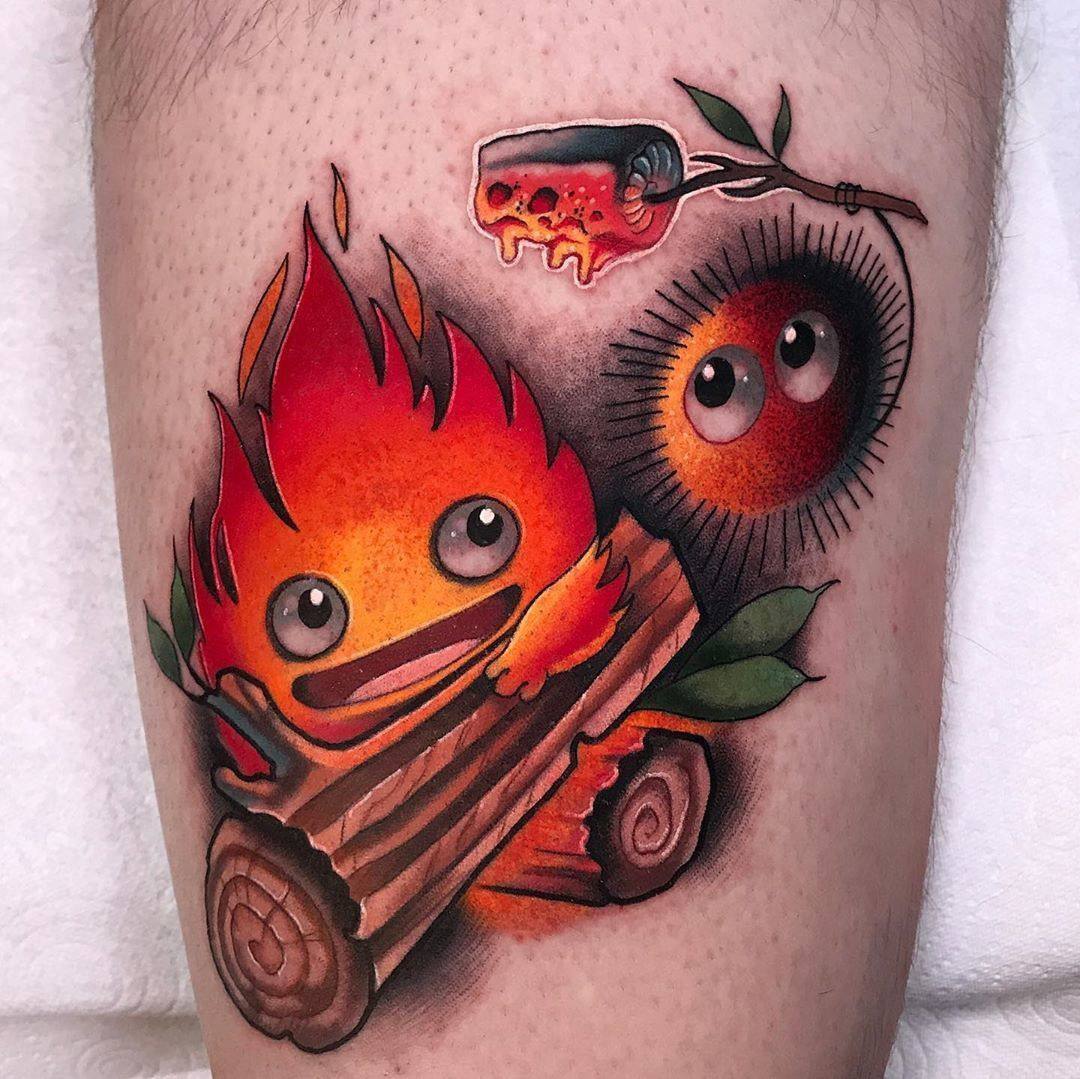 Nice selection of tattoos by Hayao Miyazaki :3 - Tattoo, Milota, Hayao Miyazaki, Haul's walking castle, Spirited Away, My neighbor Totoro, Totoro, Princess mononoke, Ponyo fish on a cliff, Calcifer, Yubaba, Anime, Kiki's delivery service, Longpost