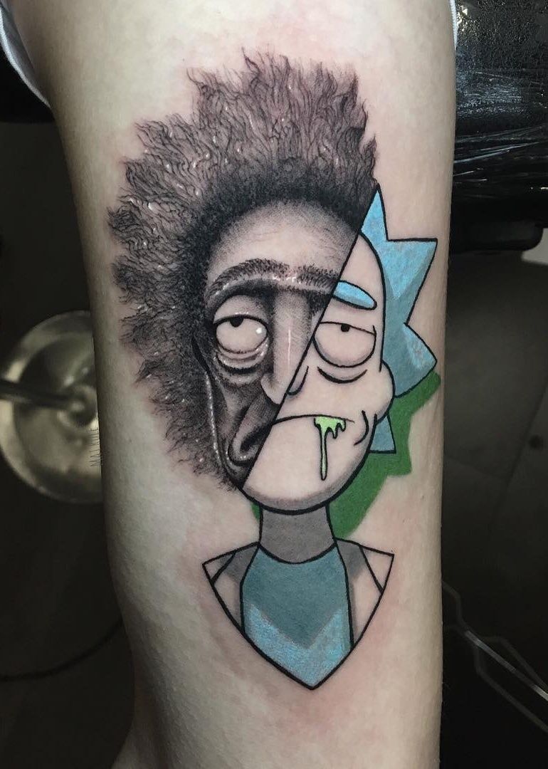 A selection of tattoos with Rick and Morty;) - Tattoo, Cartoons, 2x2, Rick and Morty, Animated series, Back to the future (film), Dr. Emmett Brown, Longpost