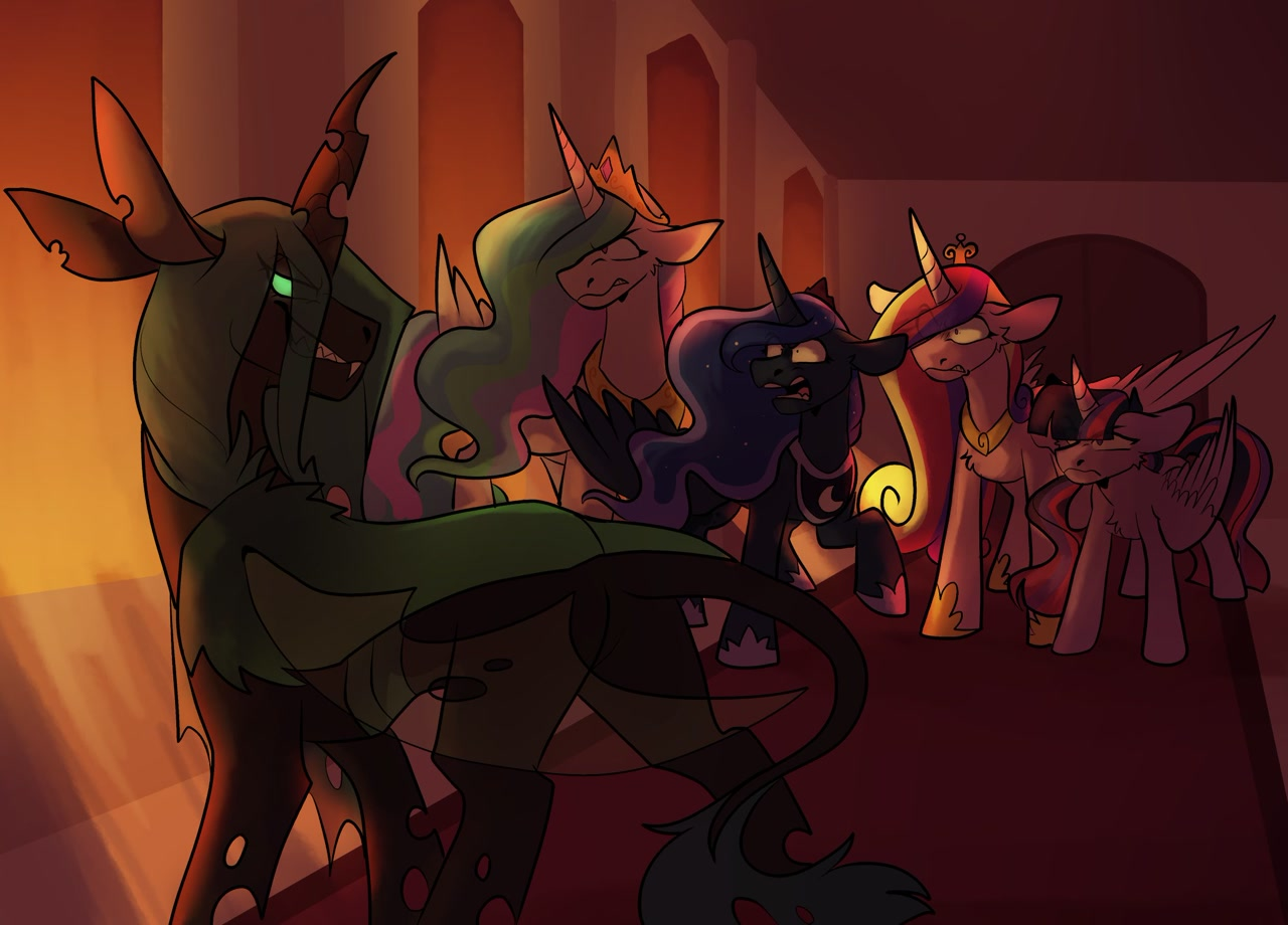 1на4 - My Little Pony, Queen Chrysalis, Princess Luna, Princess Celestia, Princess Cadance, Twilight sparkle