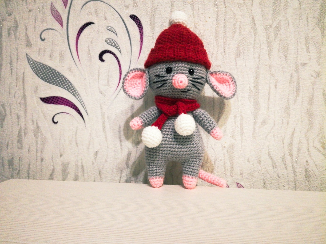 Mouse in a hat - My, Crochet, Knitted toys, Needlework without process, Longpost