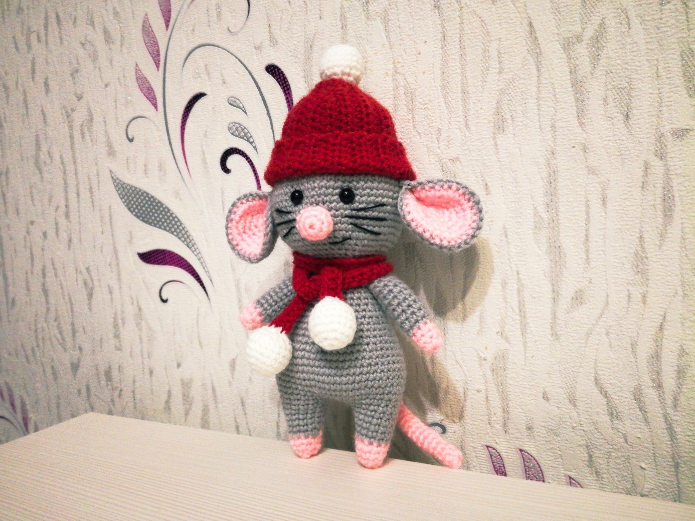 Mouse in a hat - My, Crochet, Knitted toys, Needlework without process, Longpost