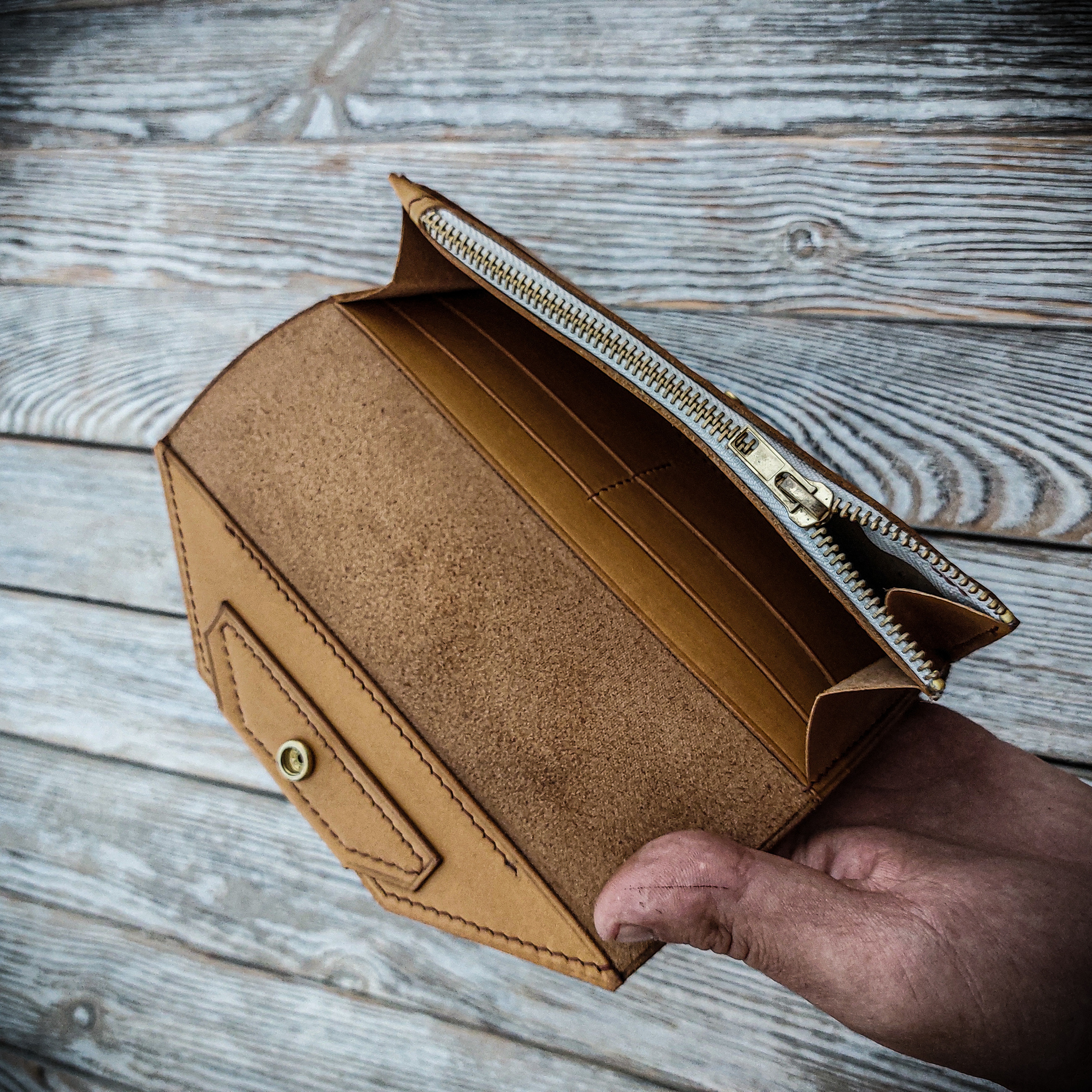 Probably a women's wallet - My, Wallet, Leather, Natural leather, Handmade, Hand seam, Kozhevnikov, With your own hands, Longpost