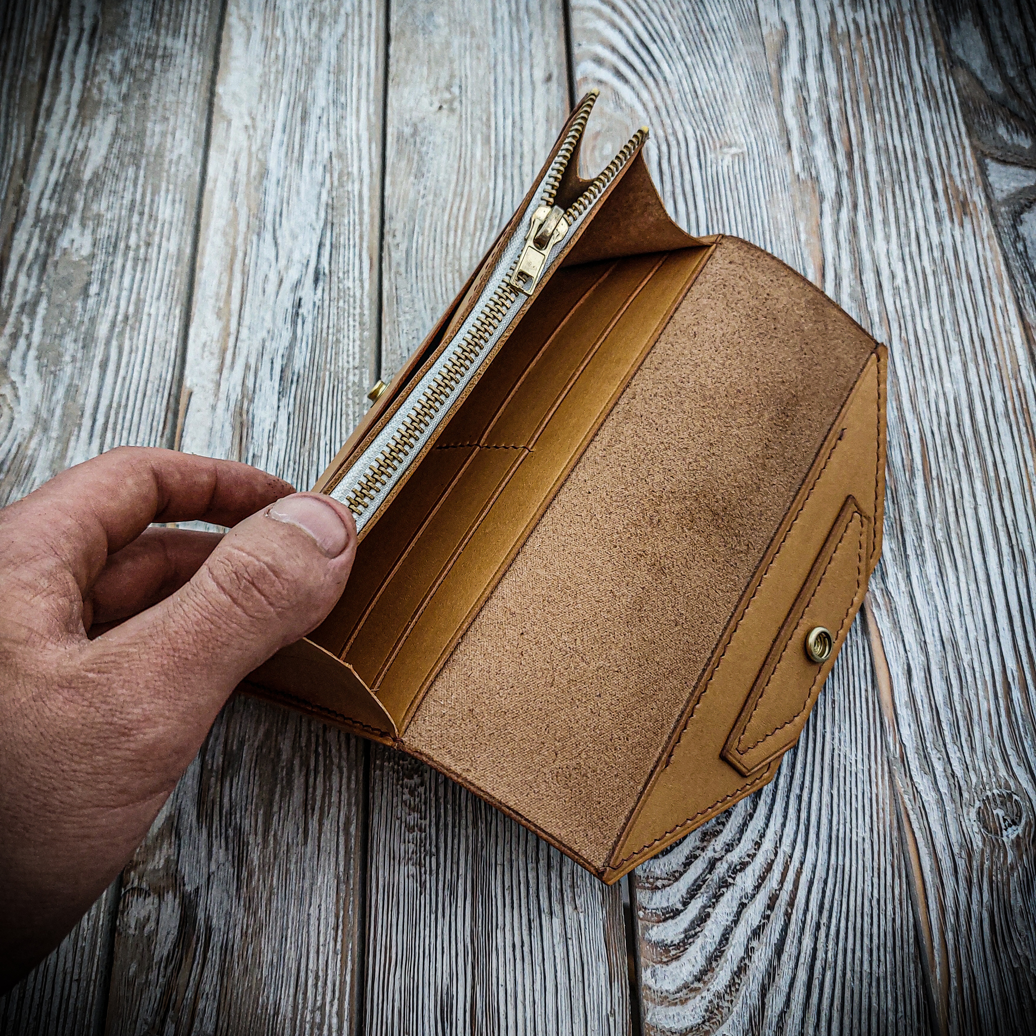 Probably a women's wallet - My, Wallet, Leather, Natural leather, Handmade, Hand seam, Kozhevnikov, With your own hands, Longpost