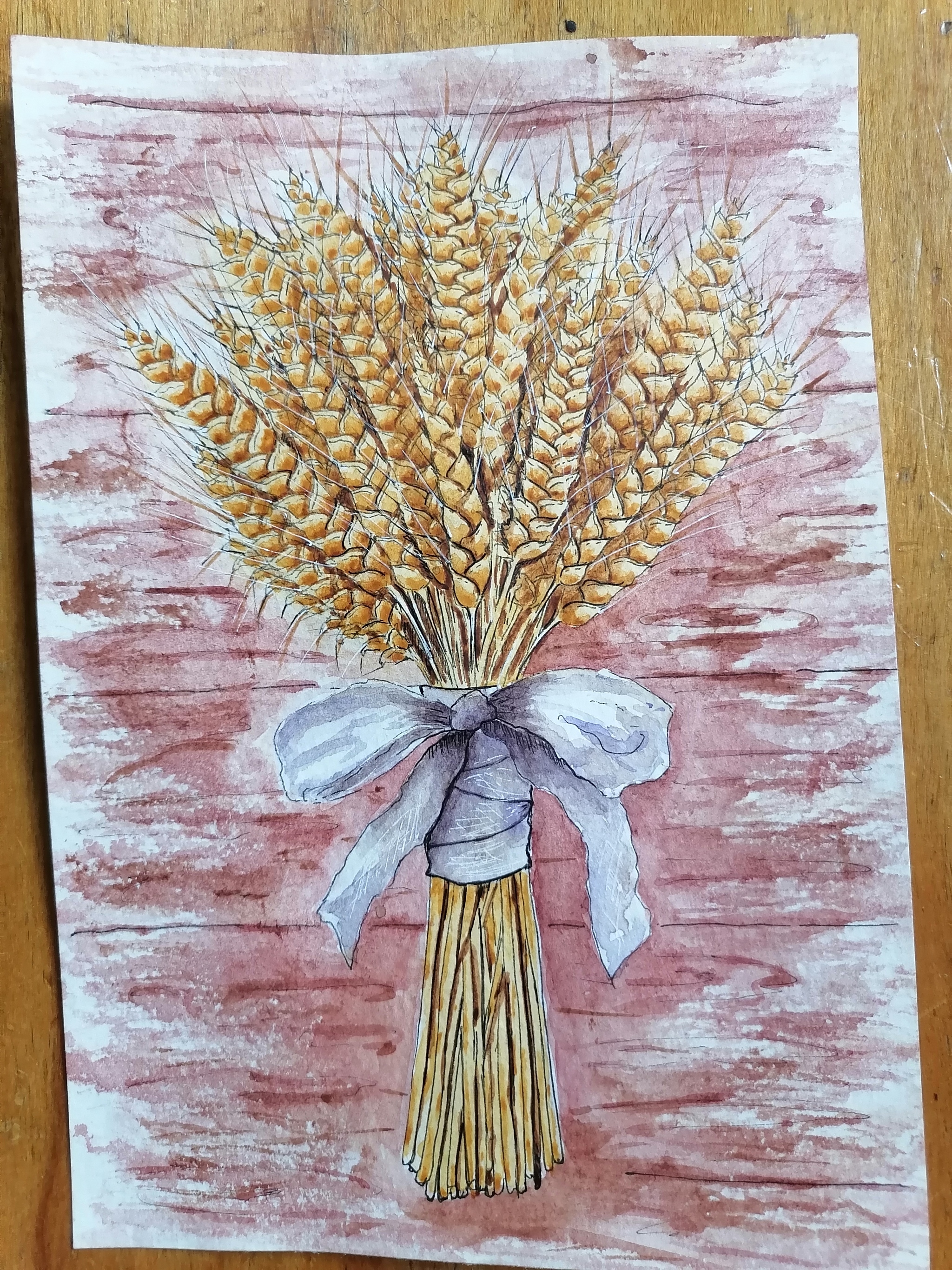 Mountains, spikelets - My, Beginner artist, Snow, Winter, Spikelet, Watercolor, Sketch, Sketchbook