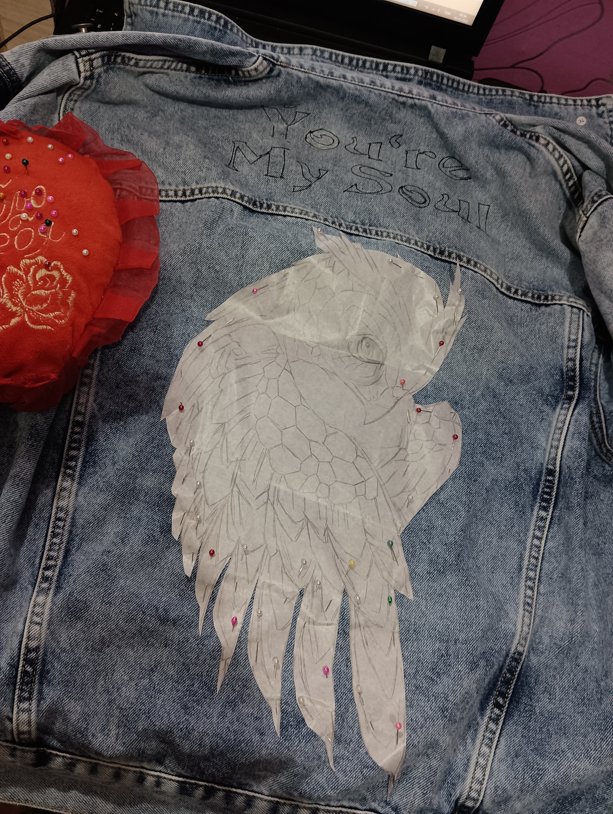 Painting on jeans with acrylic paints on fabric (one of the orders) - My, Painting on fabric, Individual design, Style, Creation, Owl, Drawing, Longpost