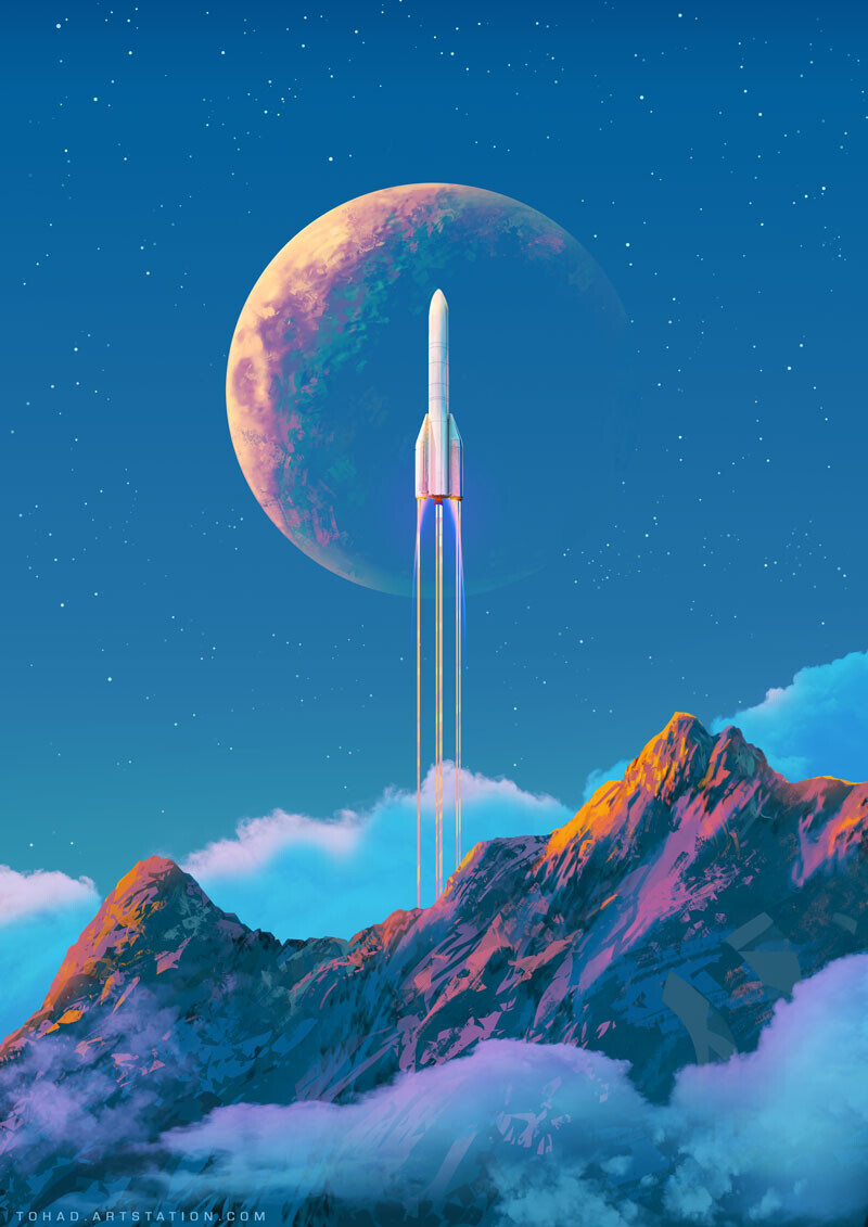 Reaching new heights. Ariane 6 - Art, Artstation, Ariane 6, Booster Rocket, Space