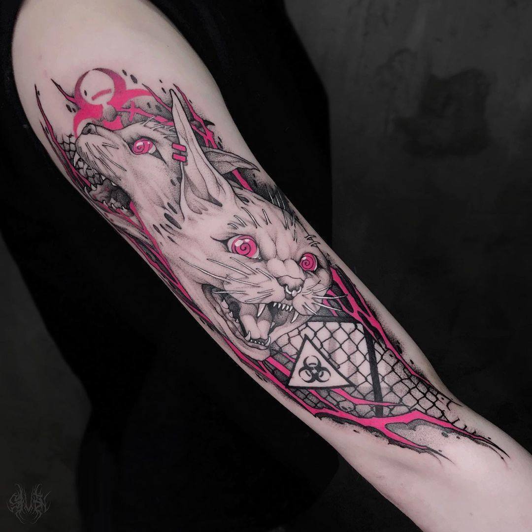 Juicy-acid neo-traditional to you :3 - Tattoo, , Body modification, Anime, cat, Longpost