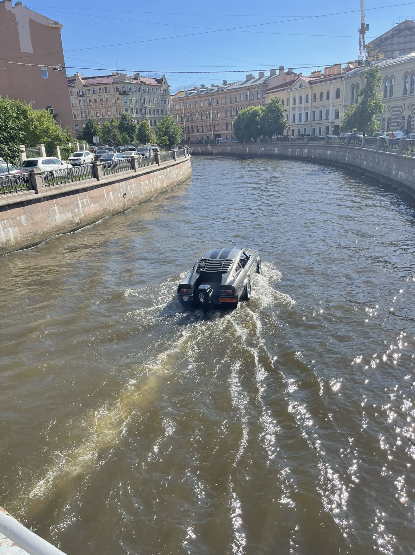 Swimming mustang seen in St. Petersburg - My, Mustang, Ford, Saint Petersburg, River, The photo, Floating craft, Longpost