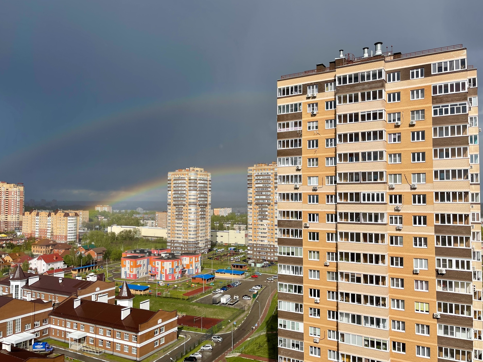 Из окна - Моё, Тула, Тульская область, Фотография, Мобильная фотография, Закат, Рассвет, Радуга, Зима, Лето, Вид из окна, Длиннопост