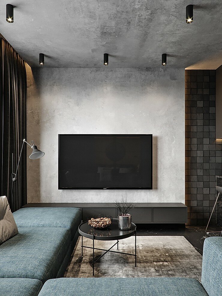 Concrete imitation: loft-style odnushka interior - Design, Interior Design, Designer, Interior, Loft, Longpost