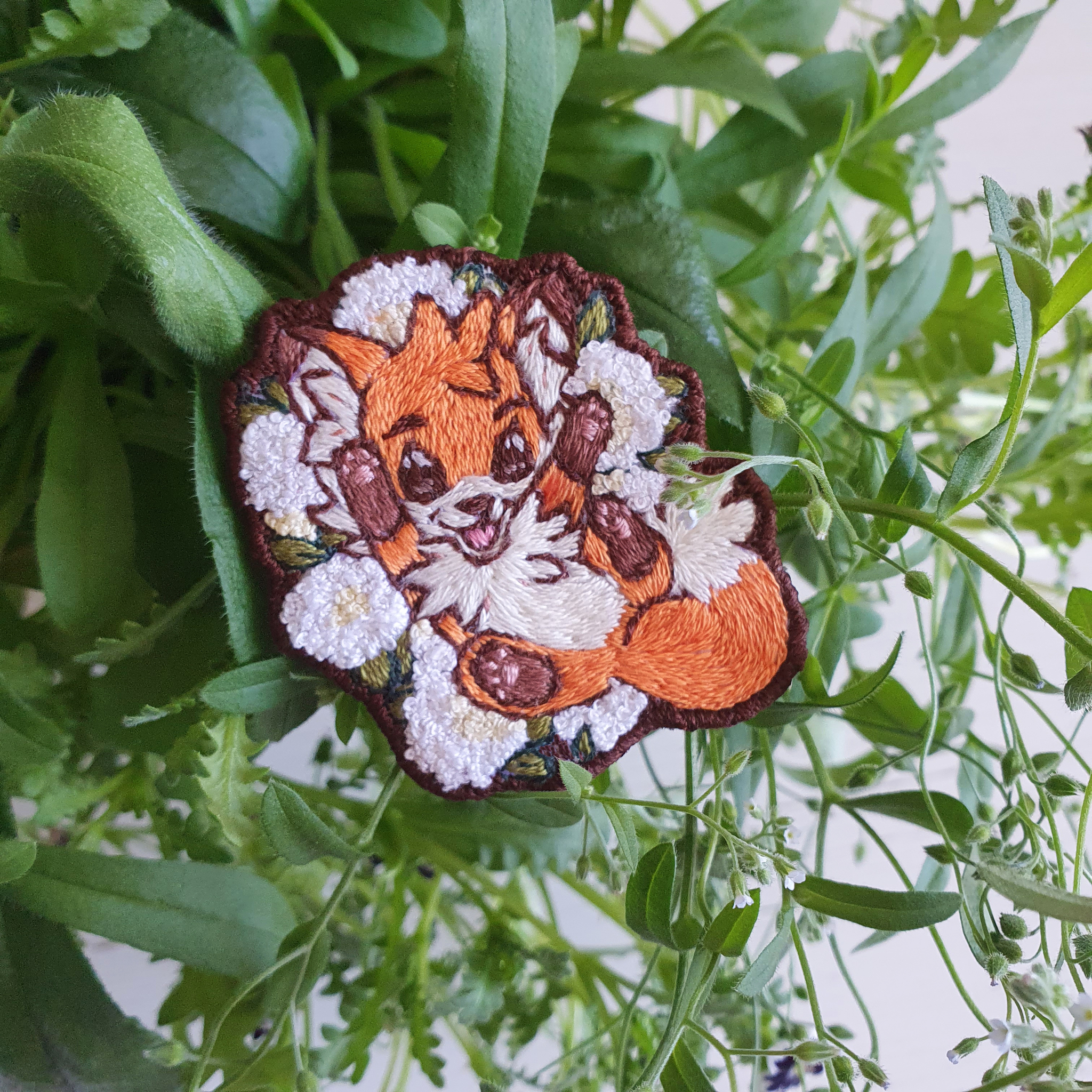 Mister Fox. - My, Fox, Friday, Friday tag is mine, Brooch, With your own hands, Handmade, Needlework without process, Needlework, Creation, Animals, Art, Embroidery, Satin stitch embroidery, Longpost