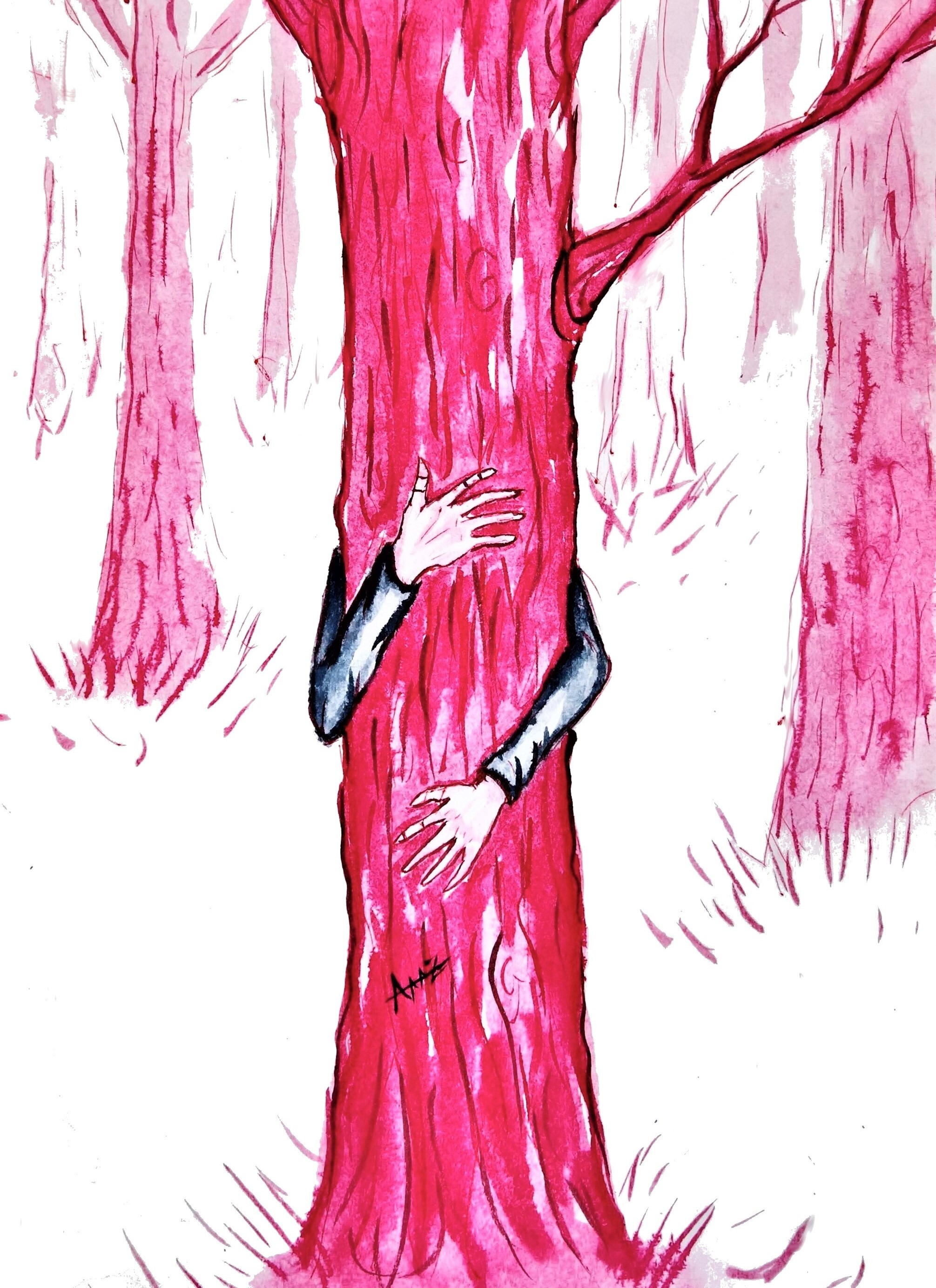 Looking for hugs - My, Soul, Art, Drawing, Art, Artist, Ink, Watercolor, Emotions, Love, Humor, Strange humor, Family, Care, Hugs, Tenderness, Good mood, cat, Cactus, Milota, Longpost