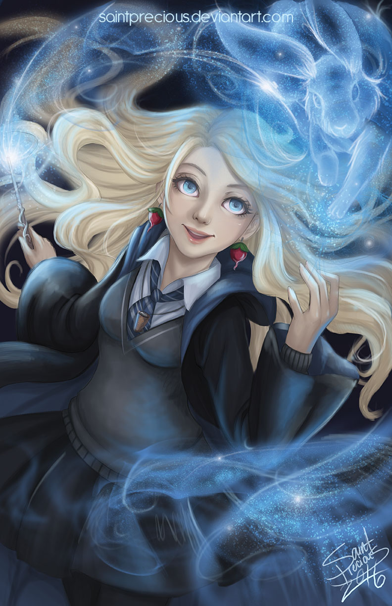 Hermione and Luna - Art, Harry Potter, Hermione, Luna Lovegood, Patronus, Otter, Rabbit, Longpost