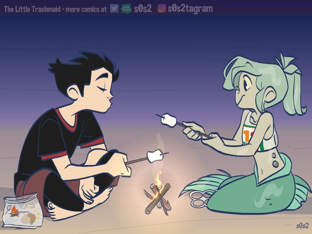 Bonfire. - The Little Trashmaid, S0s2, Mermaid, Ocean pollution, Comics, Longpost