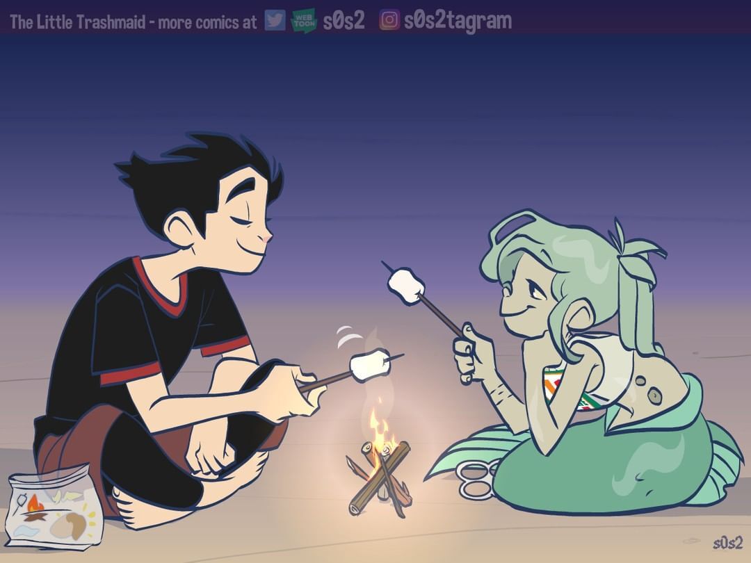 Bonfire. - The Little Trashmaid, S0s2, Mermaid, Ocean pollution, Comics, Longpost