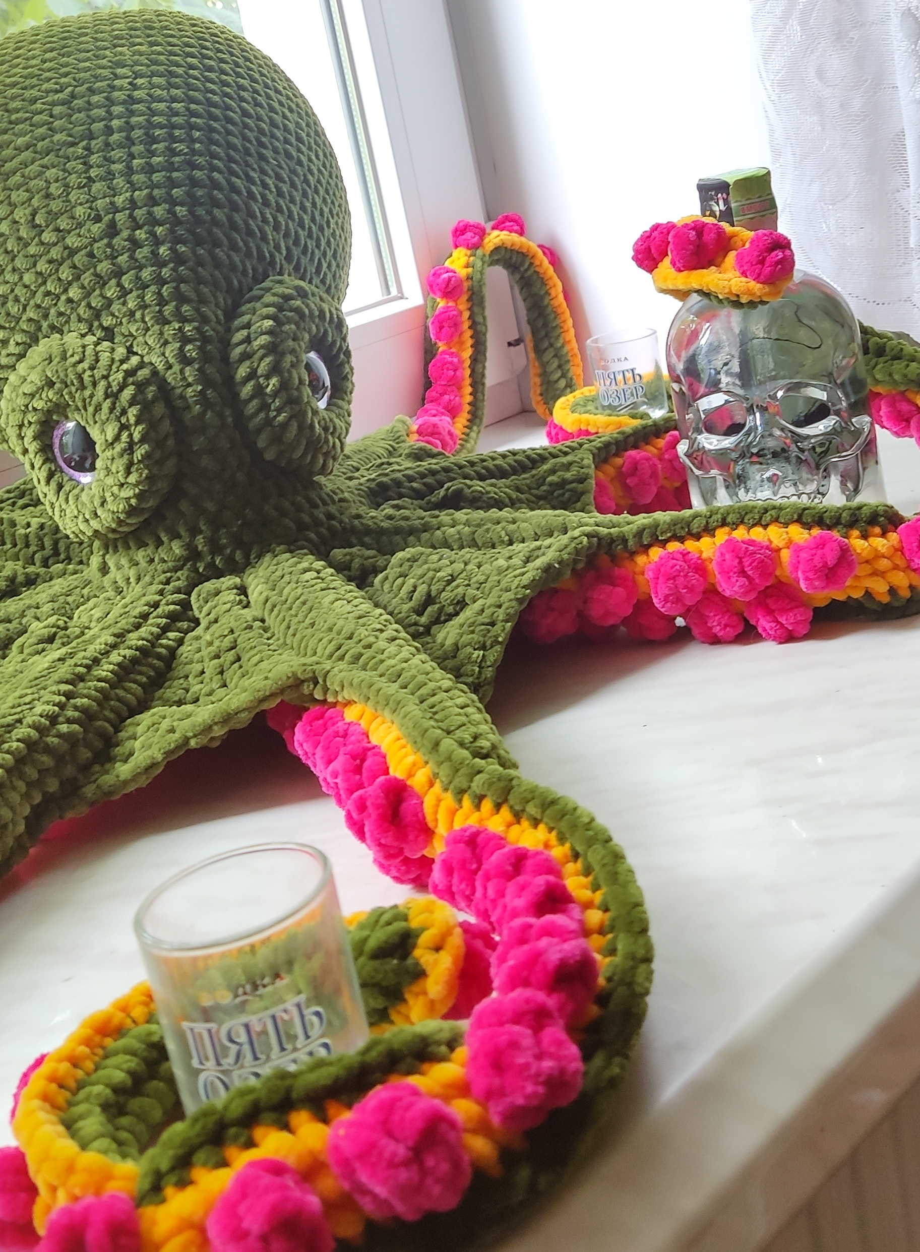 Plus one - My, Octopus, Claude, Knitted toys, Interior toy, Plush Toys, Plush yarn, Needlework without process, With your own hands, Needlework, Longpost