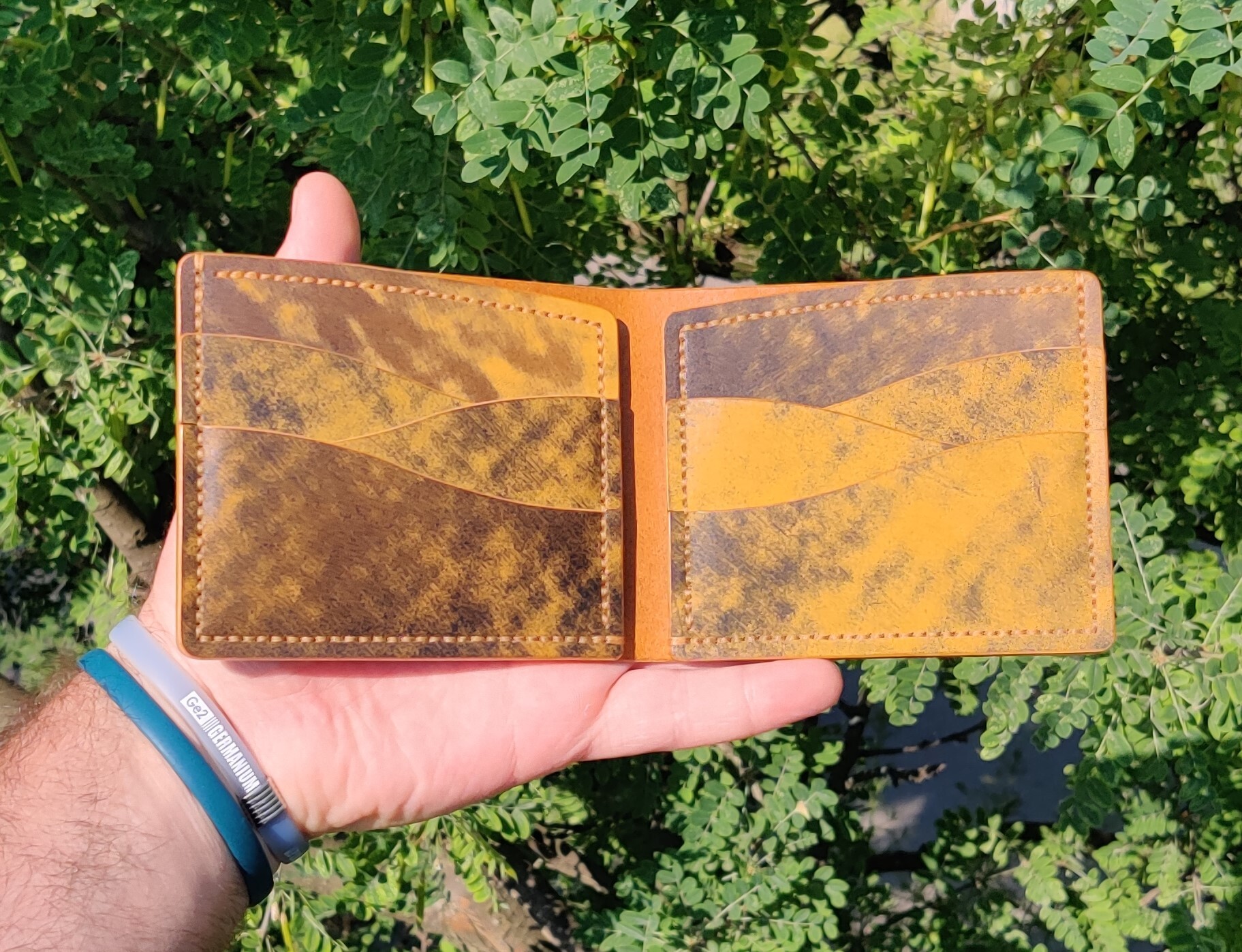 Wallet (bifold) made of leather according to a free pattern - My, Leather products, Needlework without process, With your own hands, Accessories, Longpost